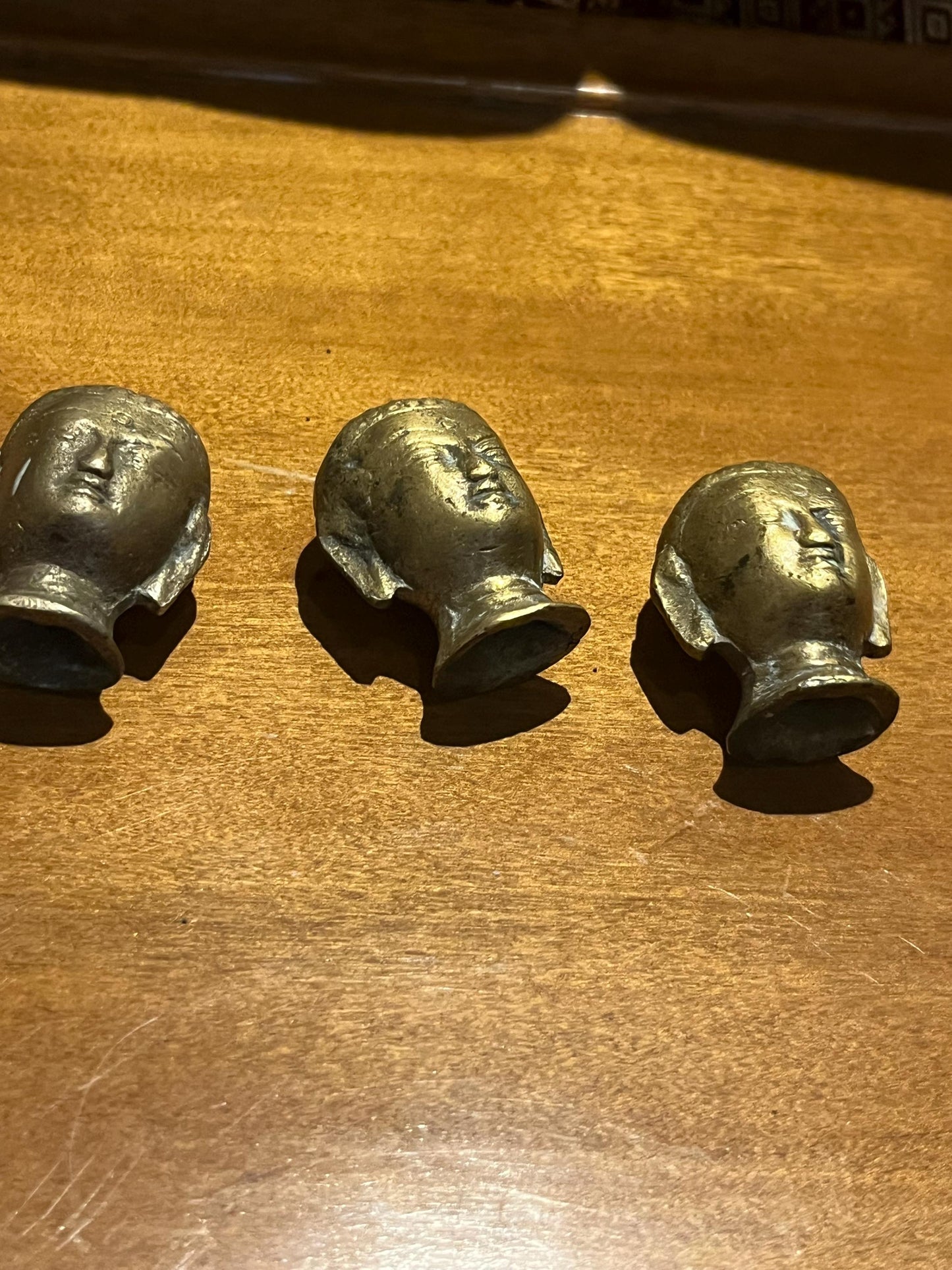 Nice little set of three Asian Buddha   brass beauties and 2 inches high eacj  price for all