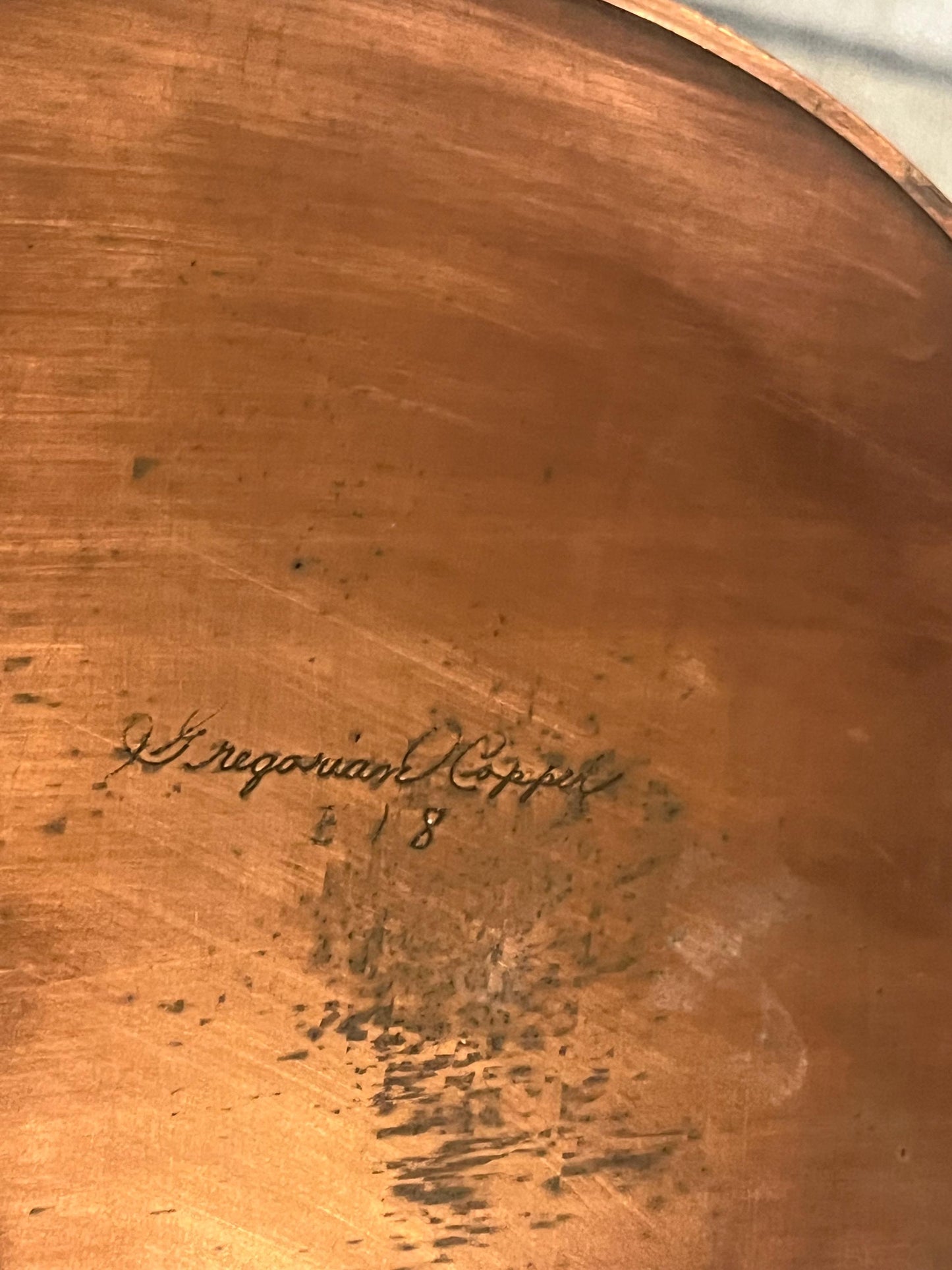 Lovely 7 x 3 European signed copper box with turquoise stone top  great gift - wow