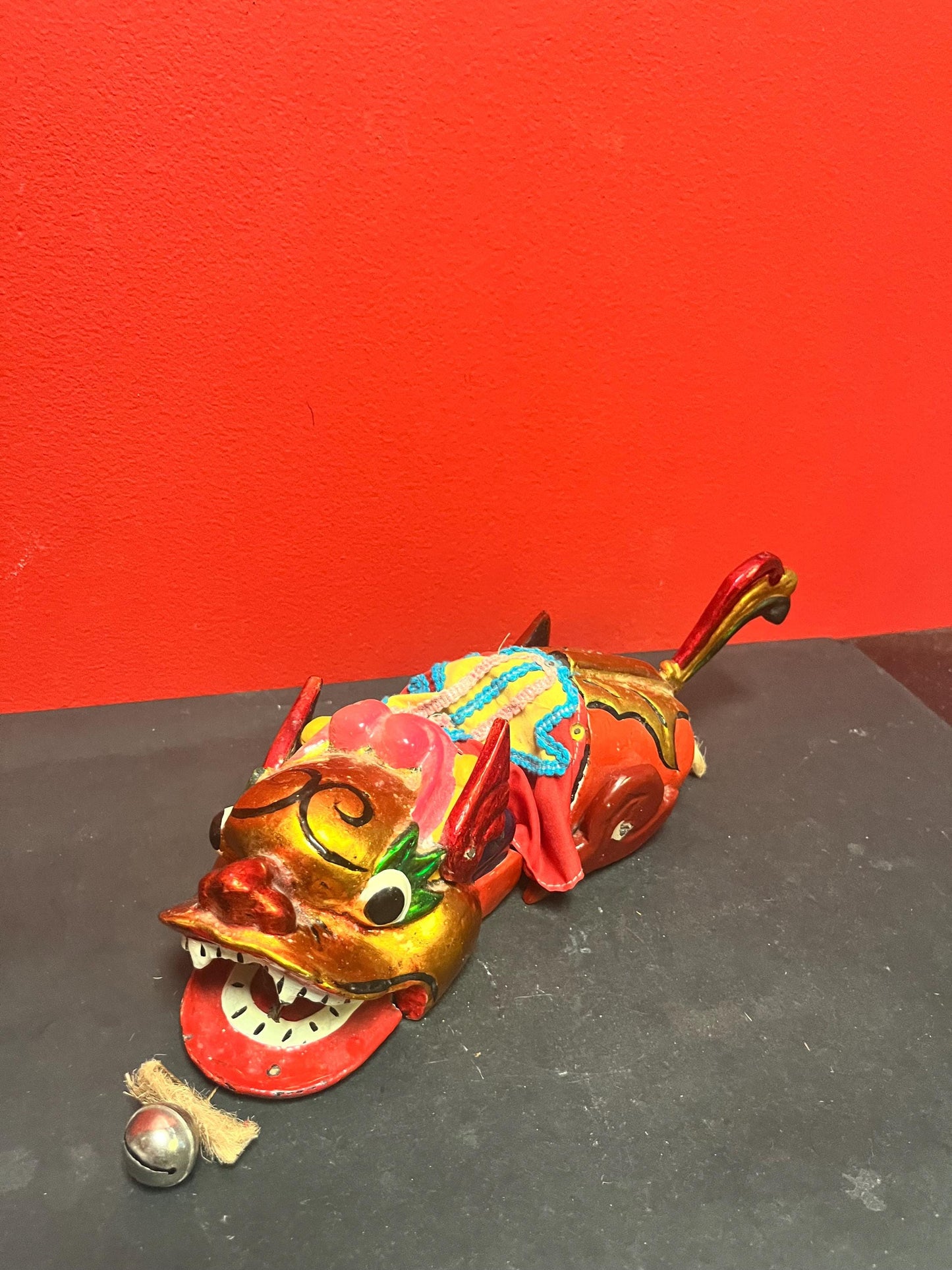 Super cool 14 inch long antique Chinese wooden puppet   good condition and very unique