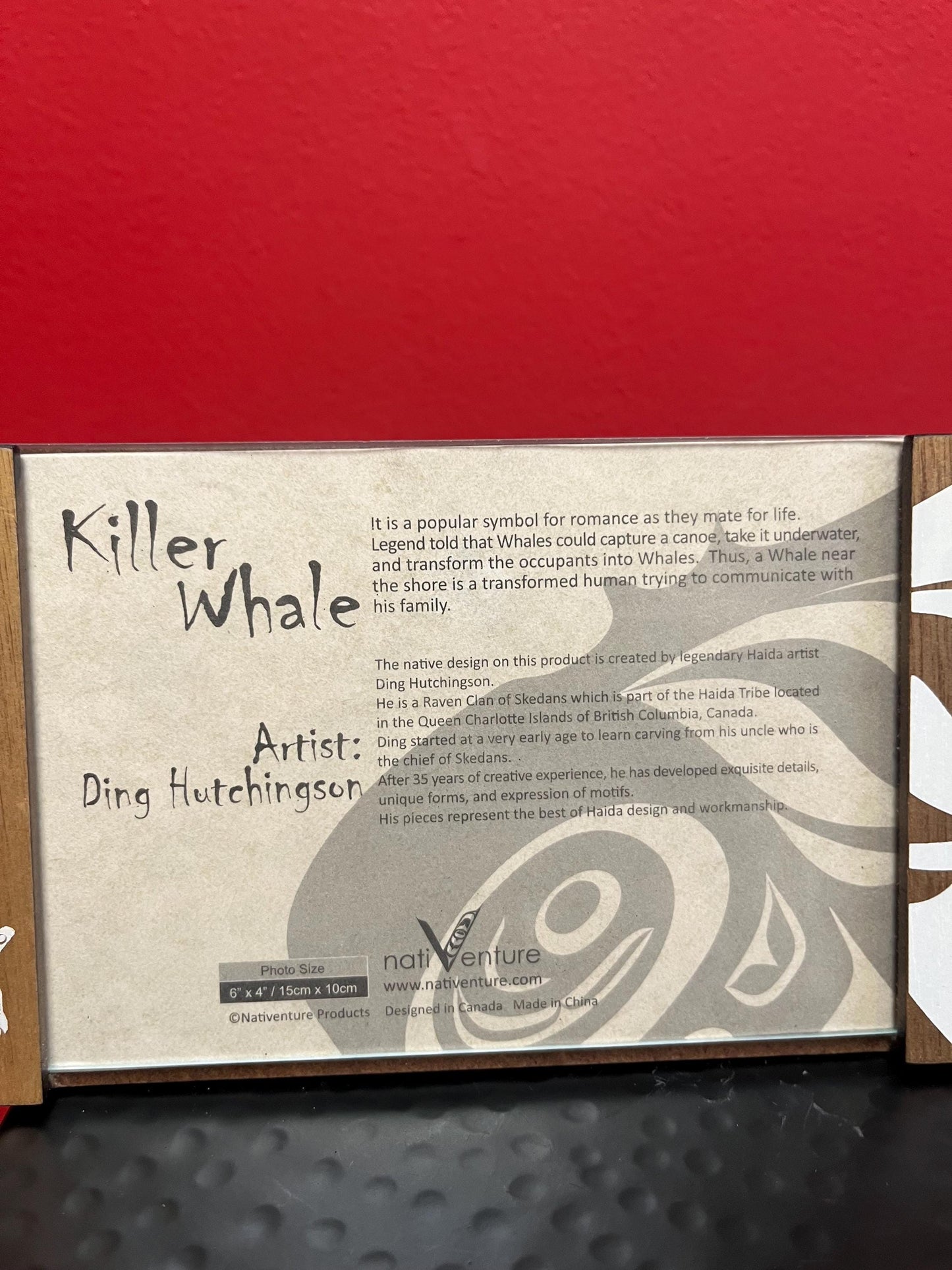 Beautiful 9 x 5 inch indigenous first nations Pacific northwest Coast photo frame fitting 6 x 4” photo -wow — killer whale  - perfect gift