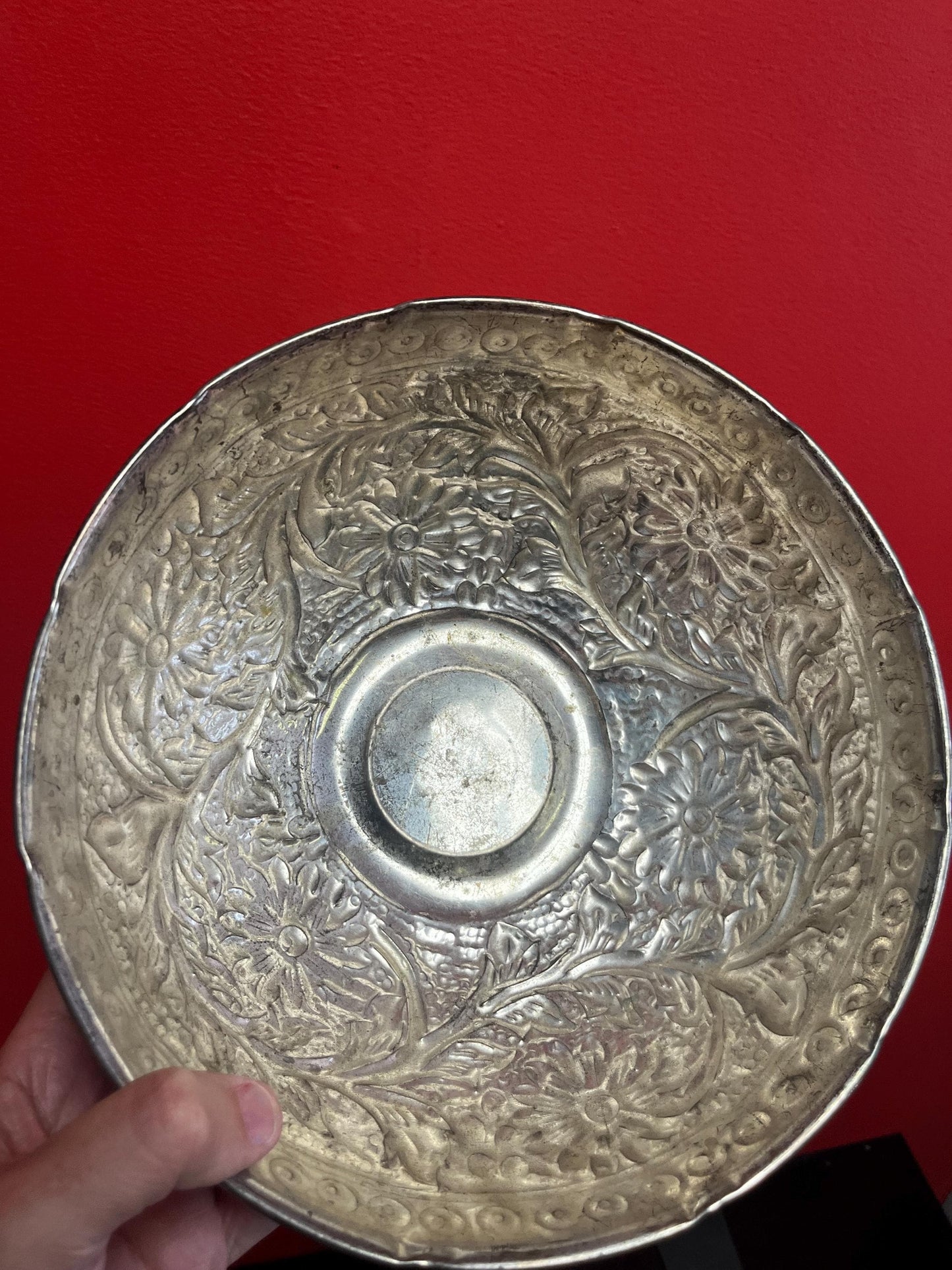 Exceptional 10 x 5 high untested Raj silver punch bowl  excellent imagery and detail  wow  great value