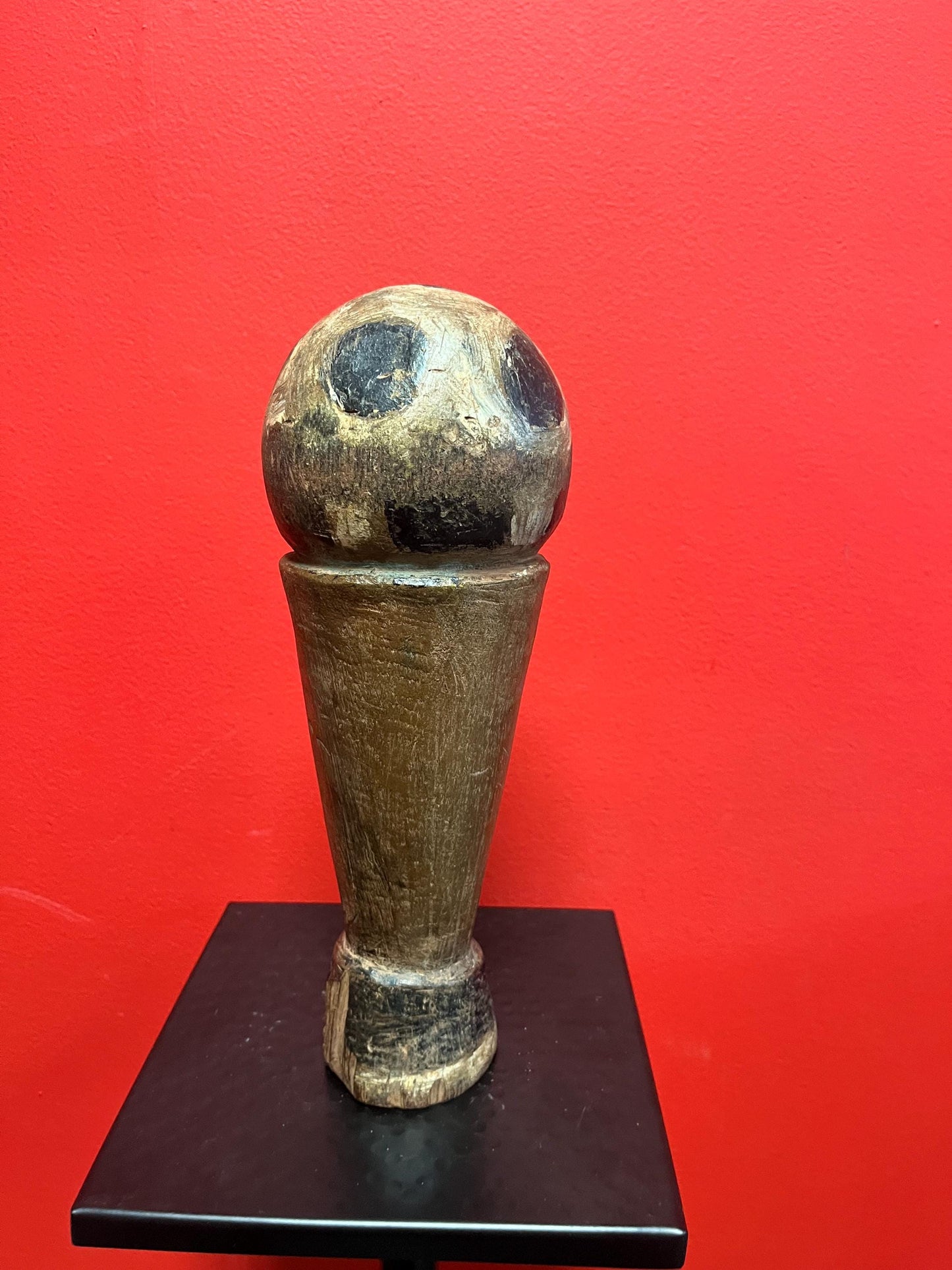 Stunning rare 11.5 inch tall western African  Burkina Faso wood soccer trophy  probably for local tournament  super patina  great gift