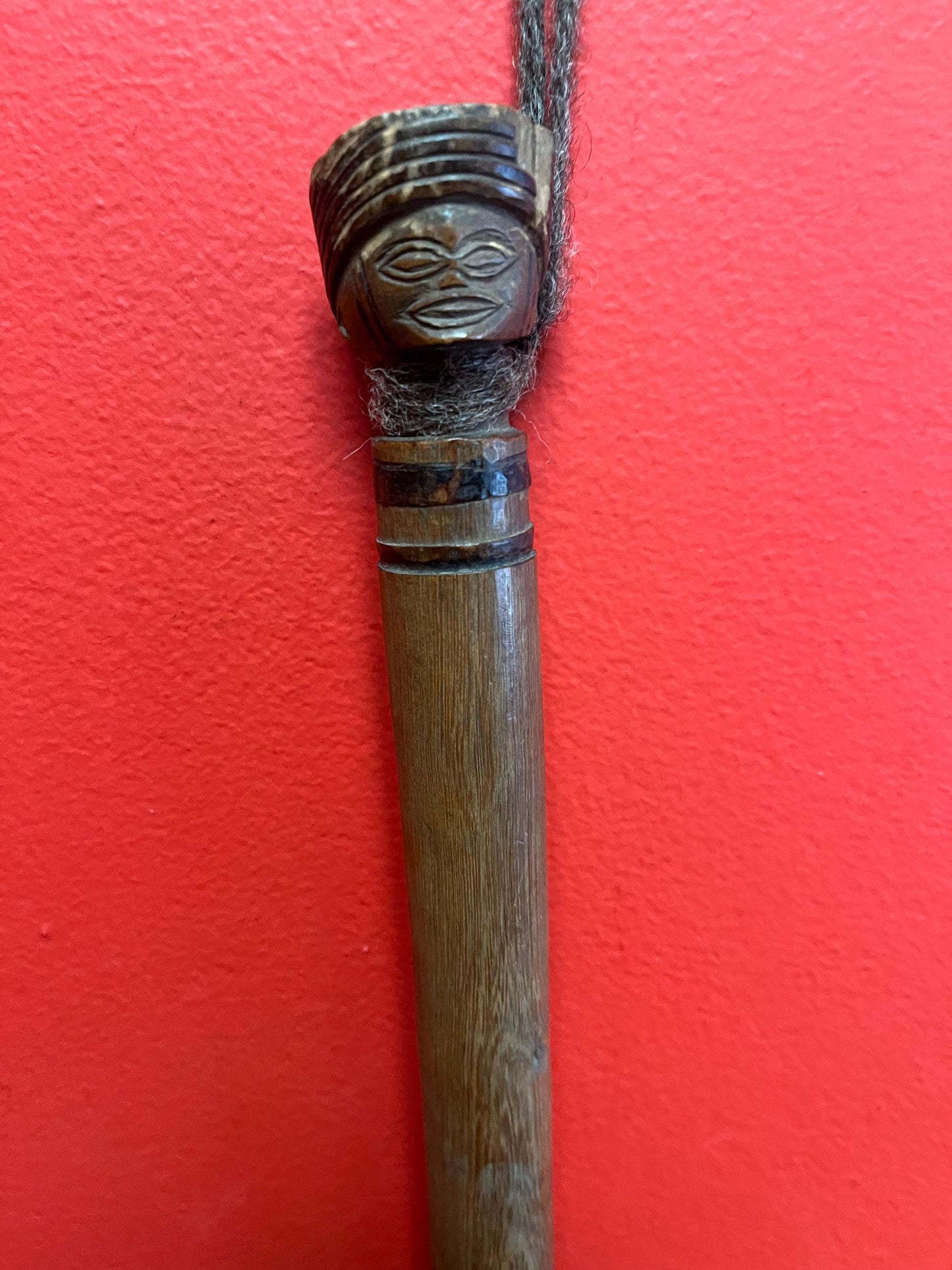Amazing museum quality late 19th century 18 inch oceanic war club with figural head  great patina