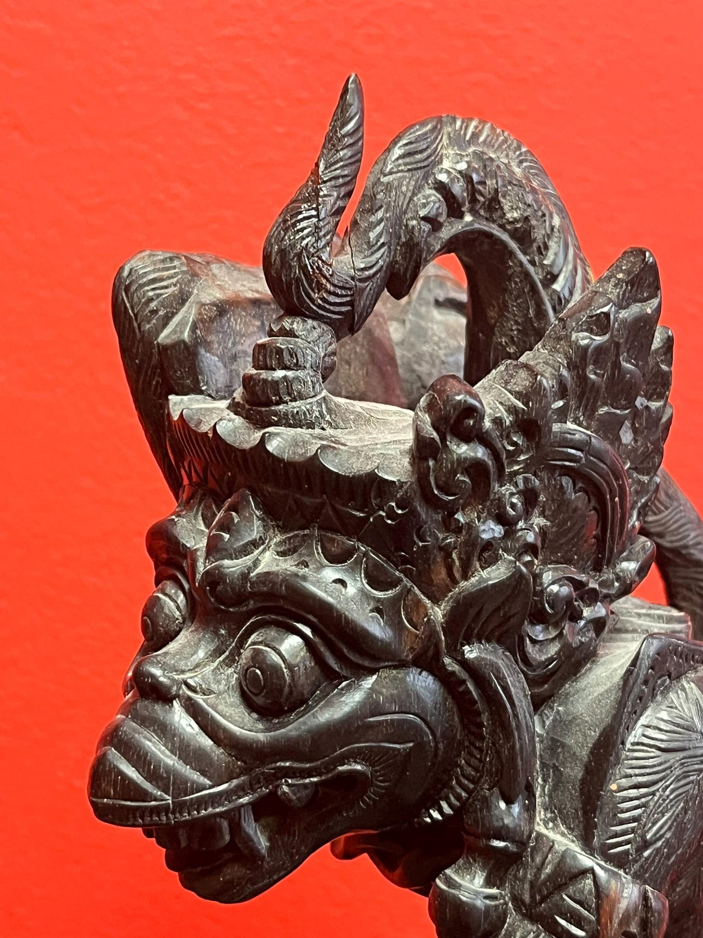 Exceptional Hindu statue of HANUMAN  intense detail and carving  13 inches tall with wonderful imagery  wow