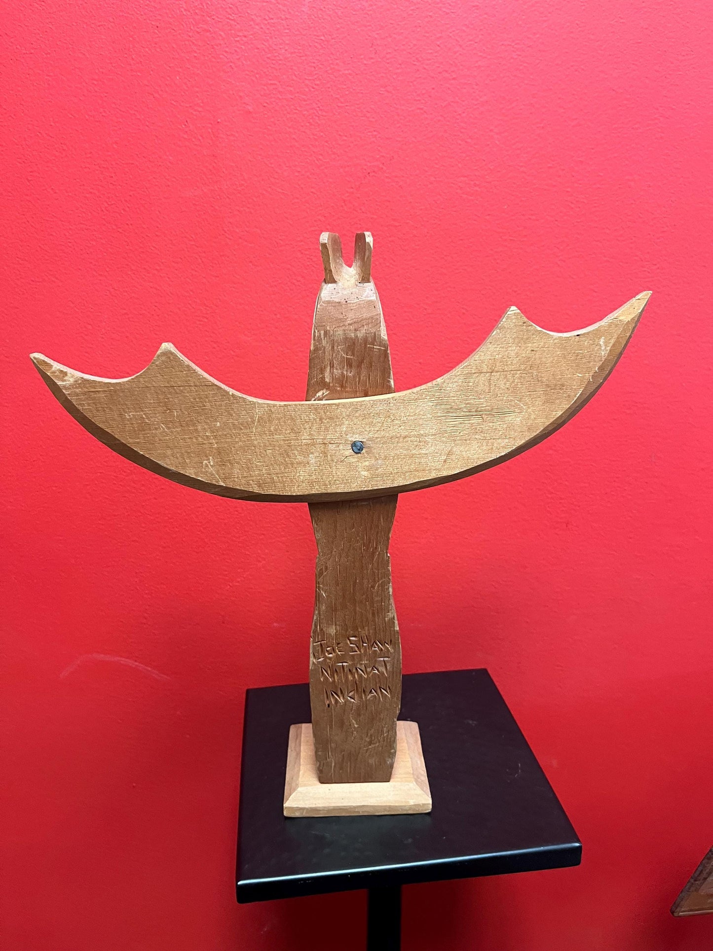 13 x 11 inch wide indigenous first nations Pacific northwest coast transformation totem pole   cedar beauty - signed  wow