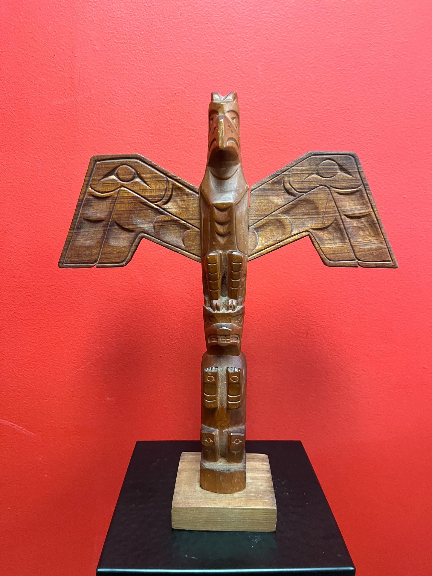11x 9 inch wide indigenous first nations Pacific northwest coast transformation totem pole   cedar beauty - wow