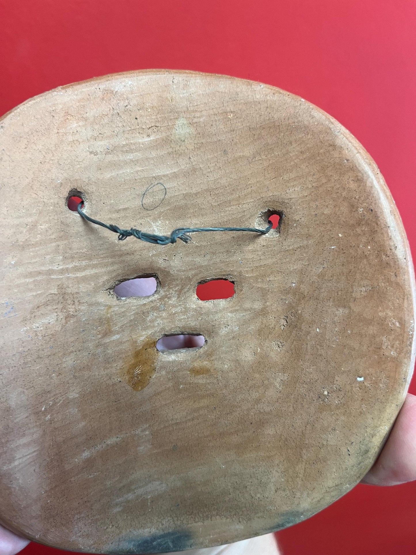 Beautiful old 6 inch tall Clay sun mask  Mexican  well painted  ready to hang  folk art beauty  wow