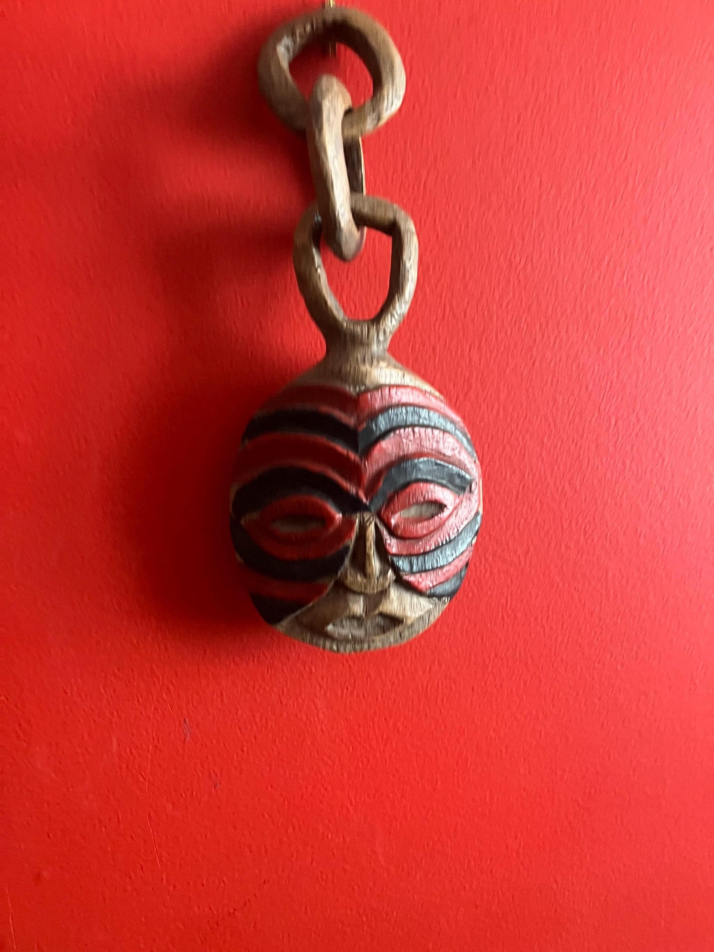 Very cool 11 inch tall vintage hand carved and painted African mask great imagery