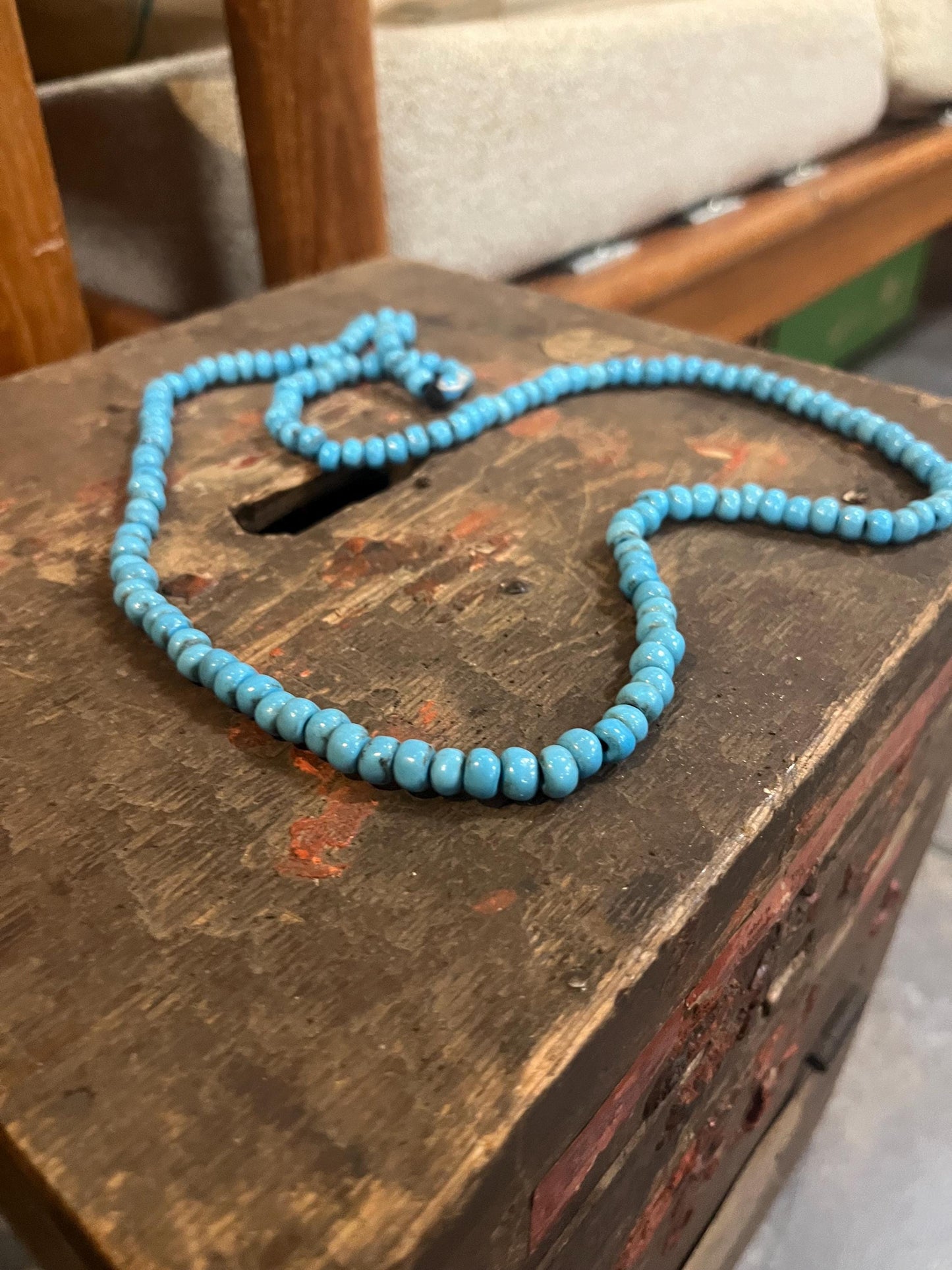 Approx 30 inch long antique Navajo turquoise bead necklace  wonderful quality and great look  value priced and perfect gift