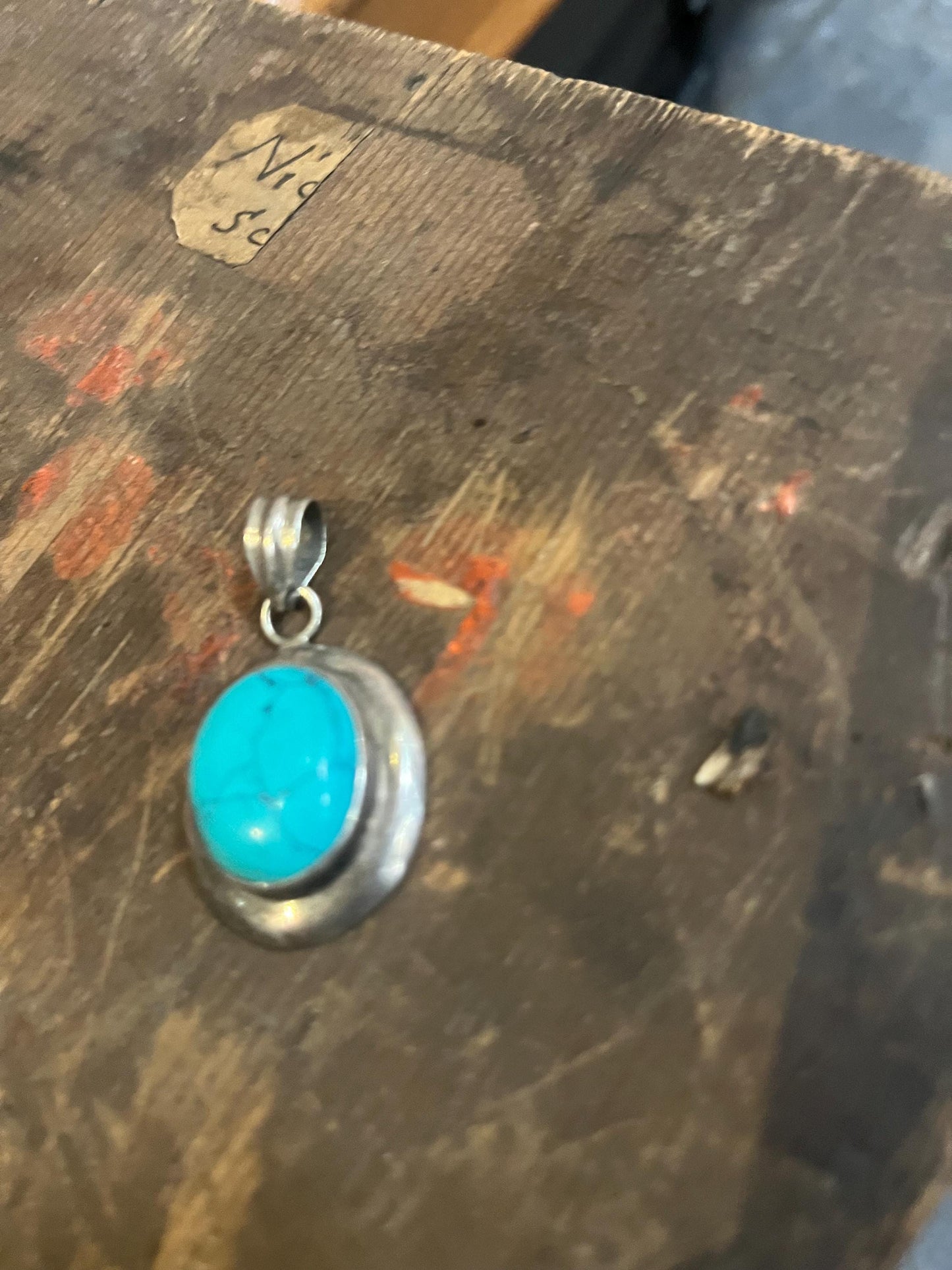 1.5 inch long Navajo silver and turquoise pendant  lovely and great value and perfect gift