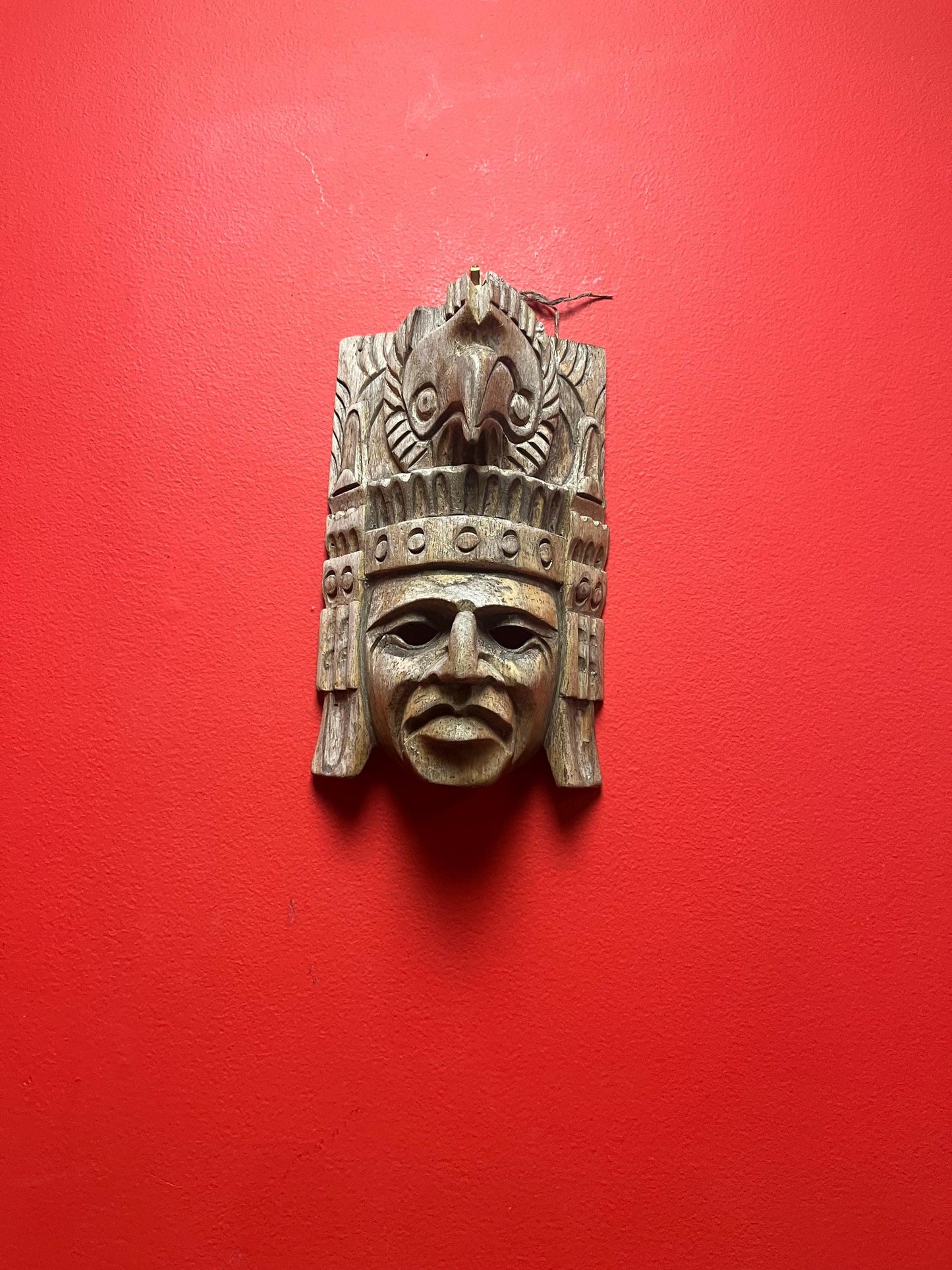 9 x 7“ wide wooden old Aztec mask  great patina  good value