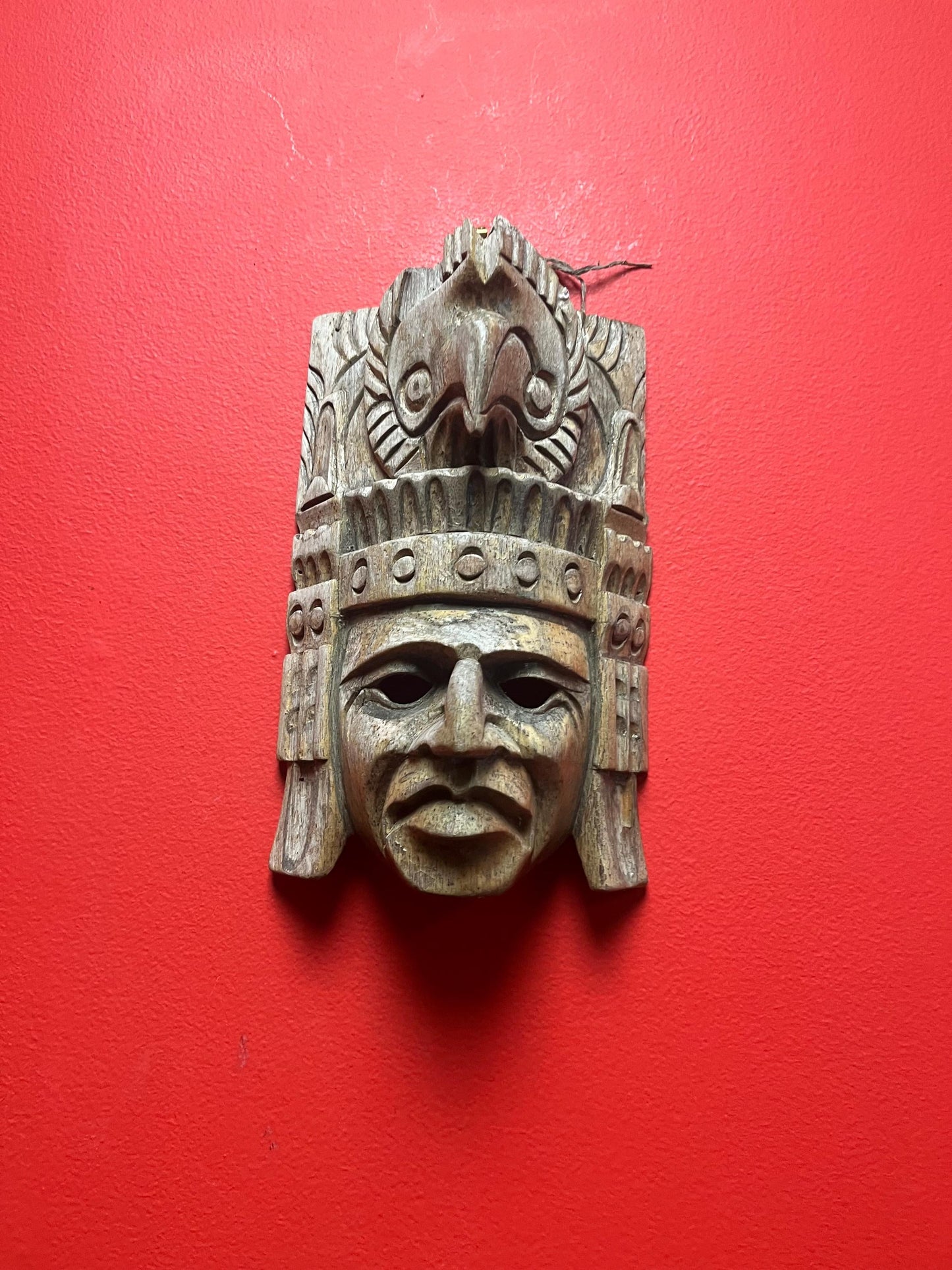 9 x 7“ wide wooden old Aztec mask  great patina  good value