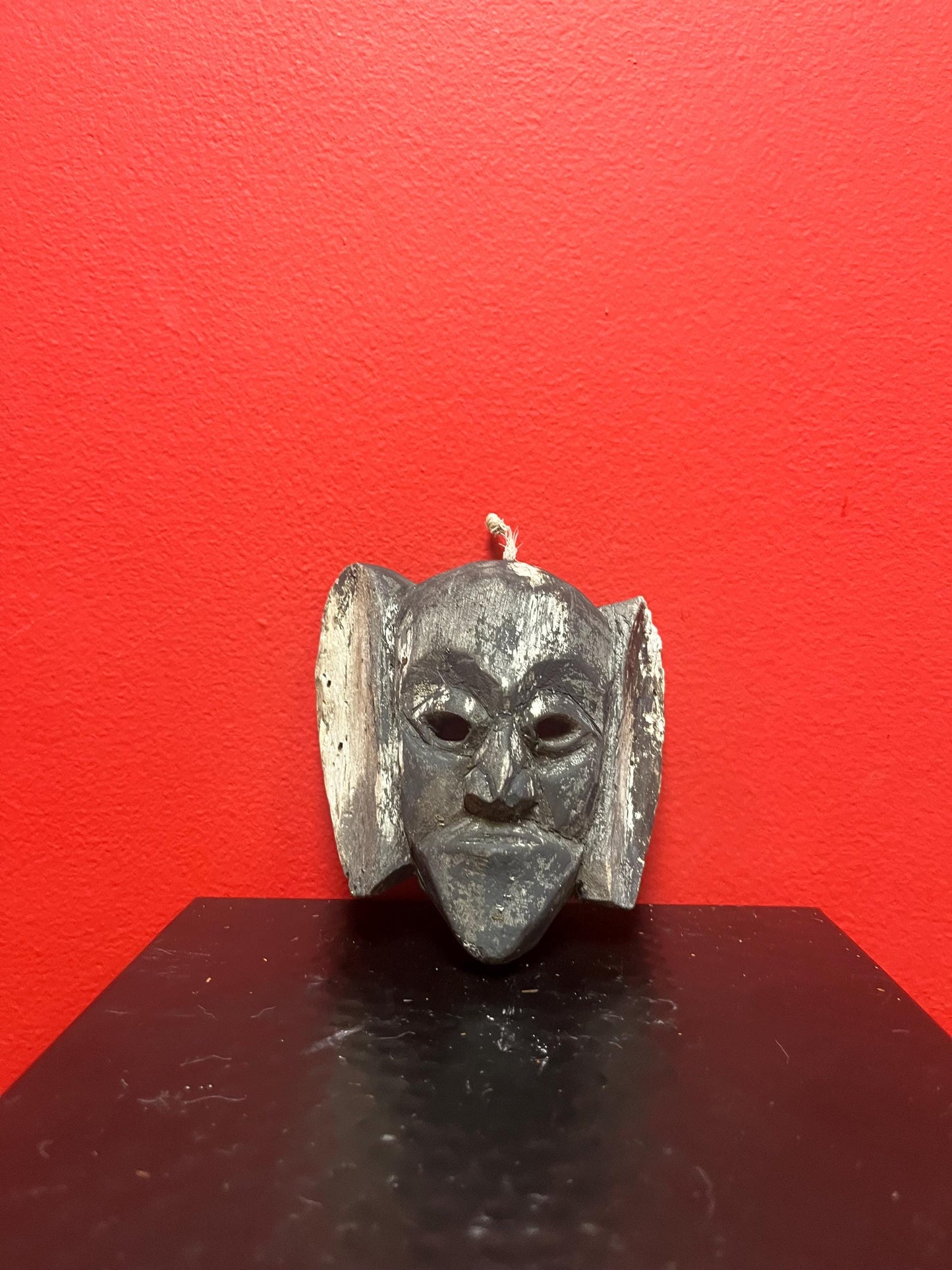 Lovely Unusual 4 1/2 x 4 wide antique African passport mask with magnificent patina  wow