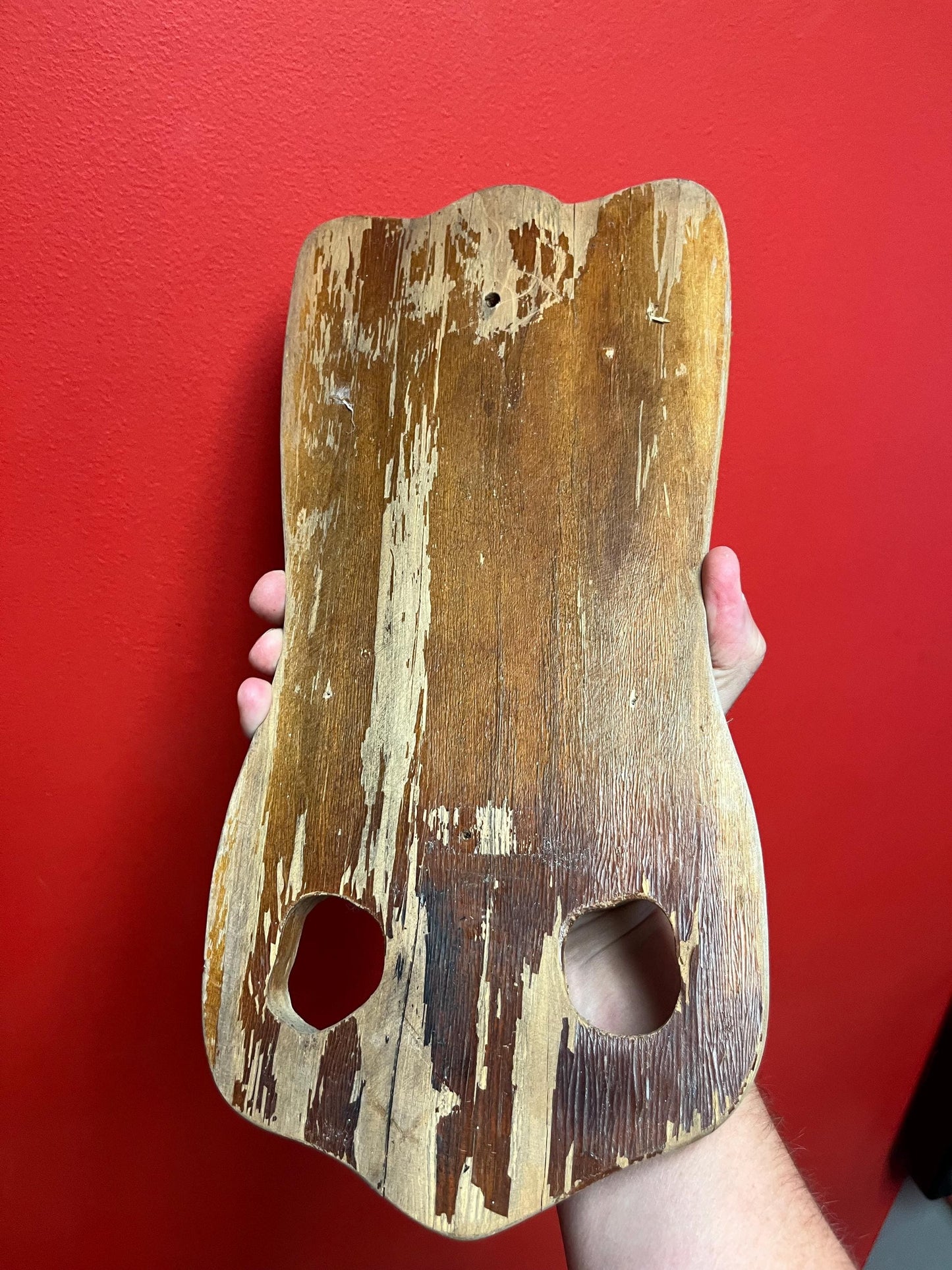 13 x 5 stunning New Zealand Maori mask with abalone eyes  amazing patina  ready to hang - super gift