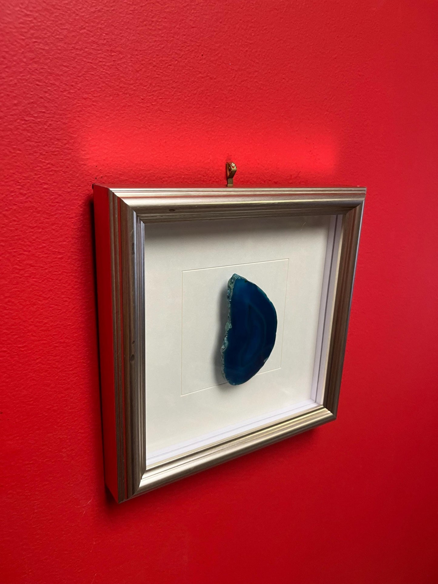 Lovely professionally framed slab of Brazilian agate - total 8 inches and would make great gift  wow