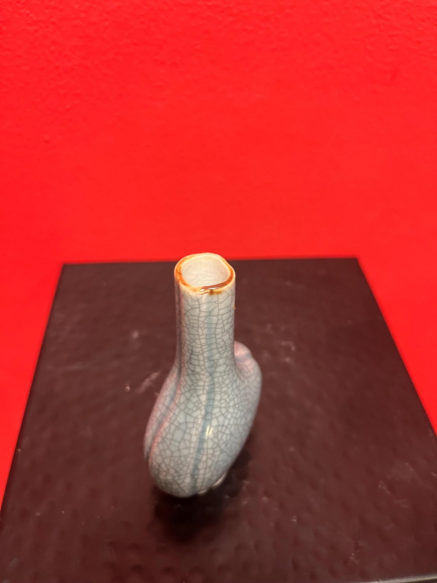 Beautiful antique Chinese 4.25 inch celadon vase with beautiful crackling amazing value