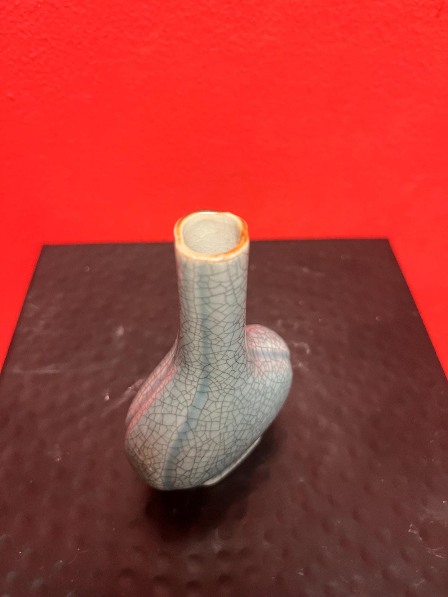 Beautiful antique Chinese 4.25 inch celadon vase with beautiful crackling amazing value