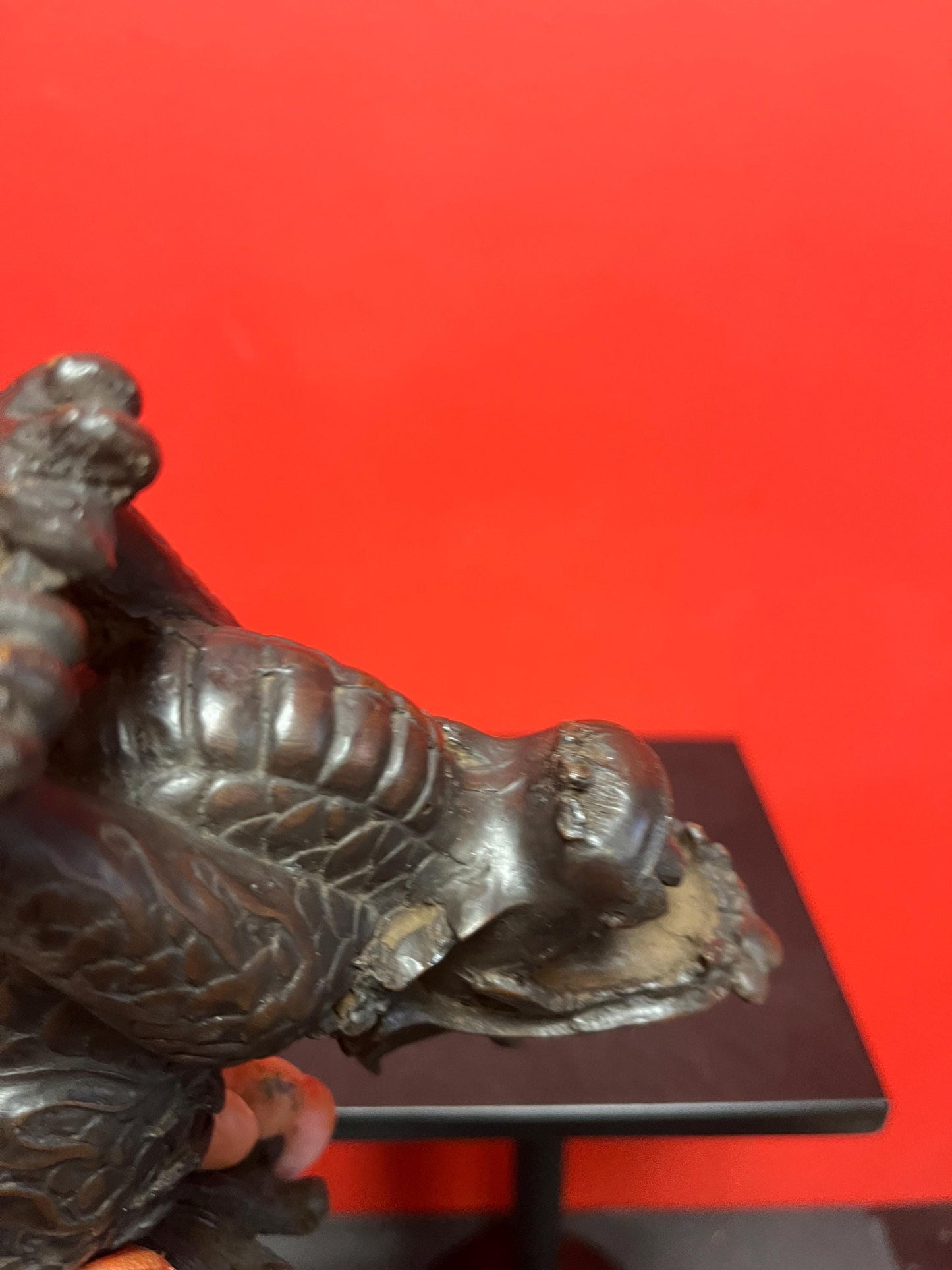 Very cool 5 x 5 high antique Chinese pottery dragon statue with amazing detail