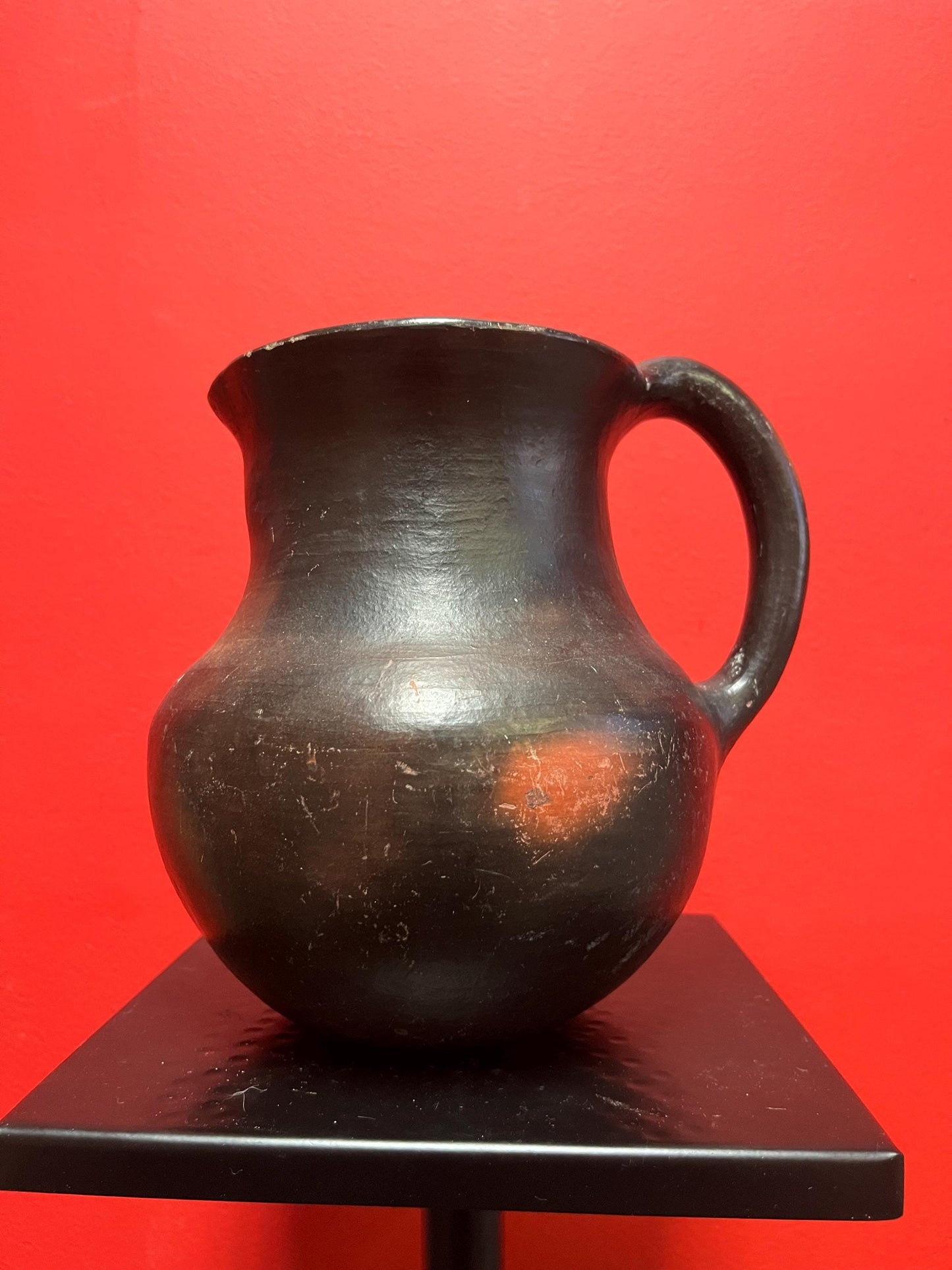 Spectacular 7 x 6 wide Colombian Clay water ewer   all signs point to  pre-Colombian but no certification  fab patina  great price