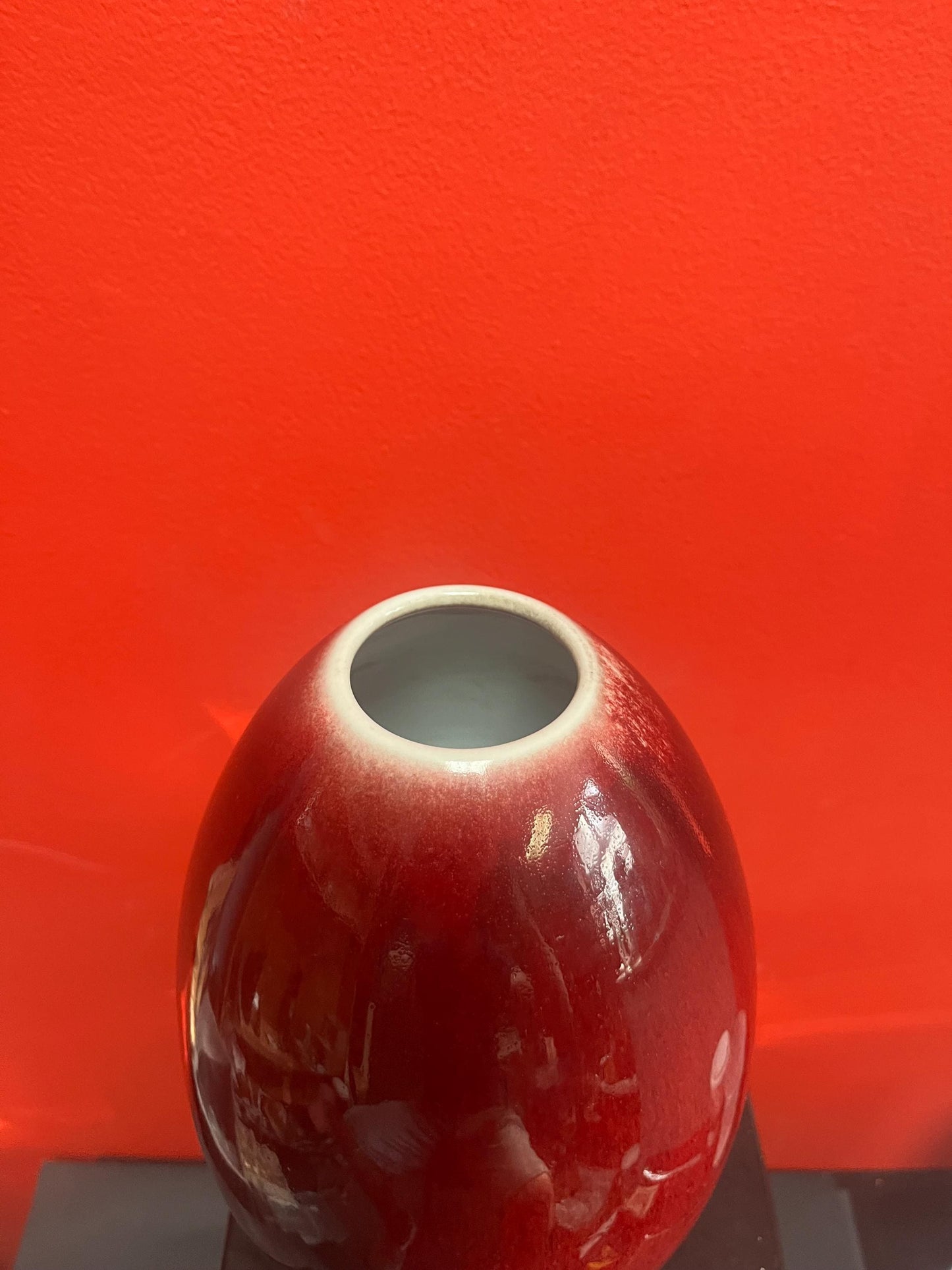 Antique Chinese  late 19th century sang de Boeuf glazed porcelain vase in mint condition  10 inches tall