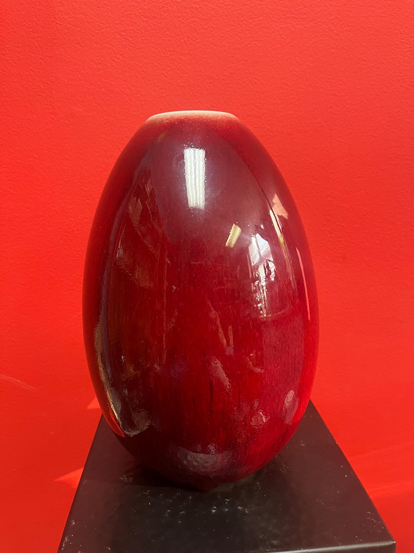 Antique Chinese  late 19th century sang de Boeuf glazed porcelain vase in mint condition  10 inches tall