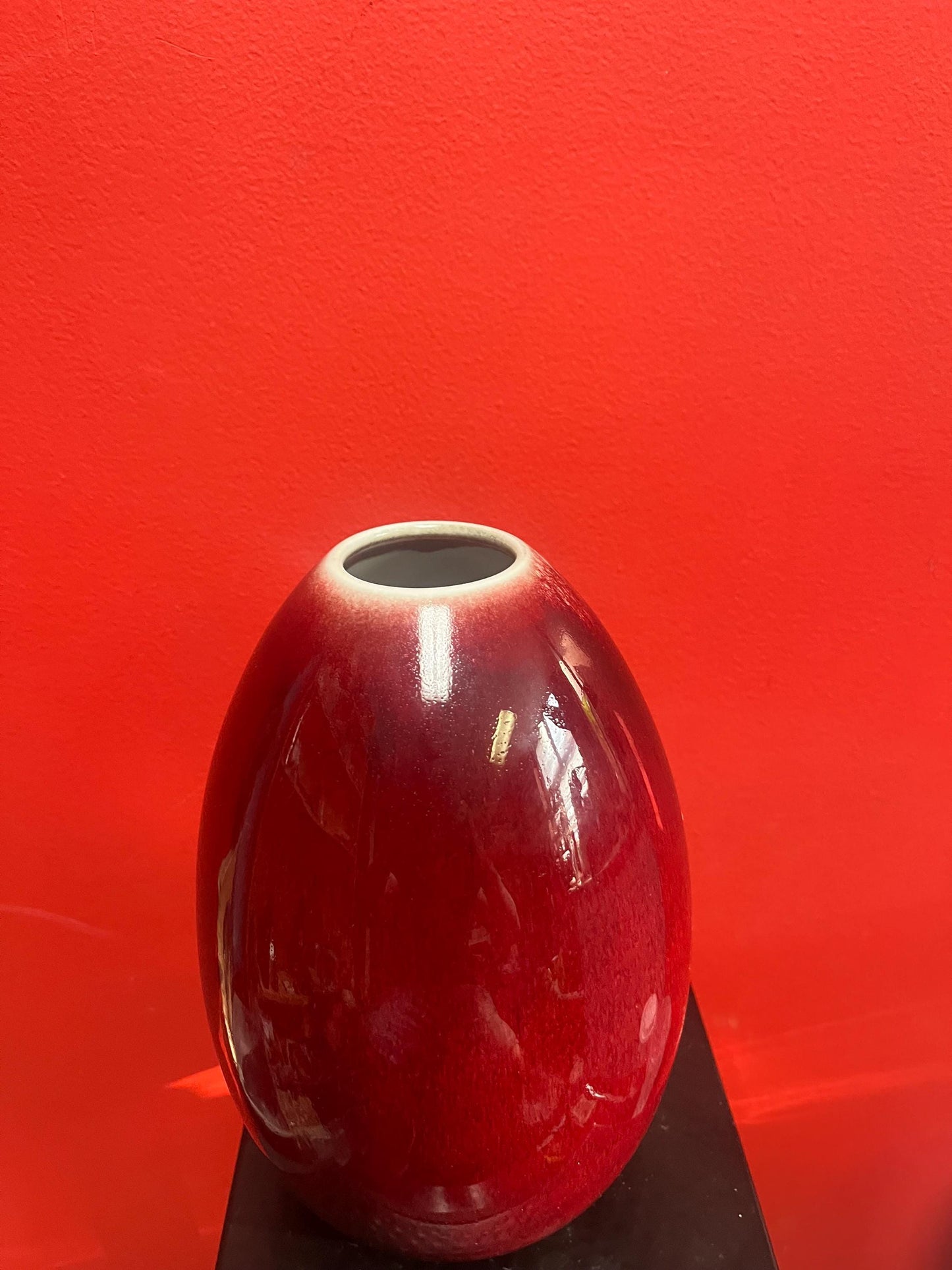 Antique Chinese  late 19th century sang de Boeuf glazed porcelain vase in mint condition  10 inches tall