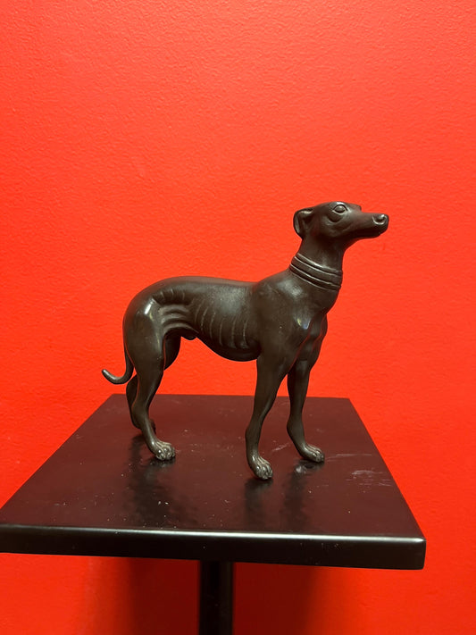 Stunning  8 x 6 high antique well detailed English bronze greyhound statue  fabulous bronze greyhound  wow