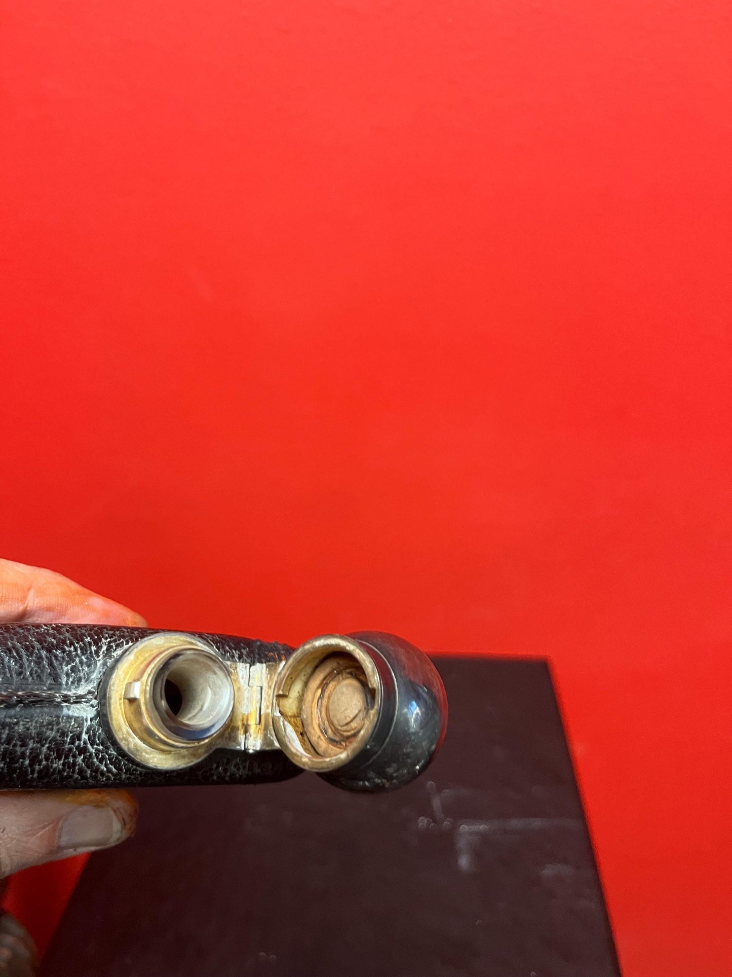 Handsome  5 inch tall leather and silver plated and glass antique English flask  good condition  needs a polish and great gift