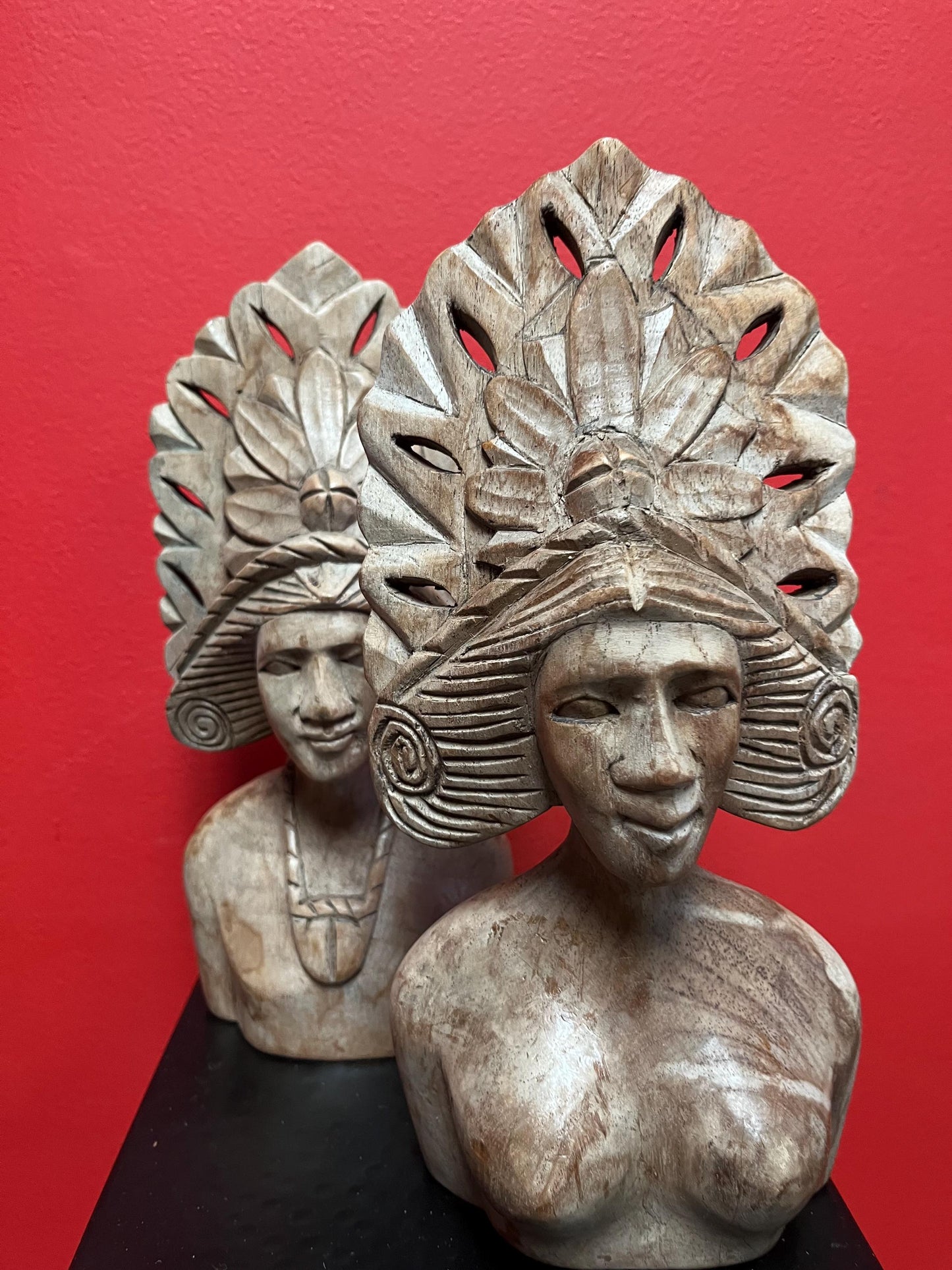 Pair of beautiful Southeast Asian  statue busts  natural Patina  10 inches high  good value