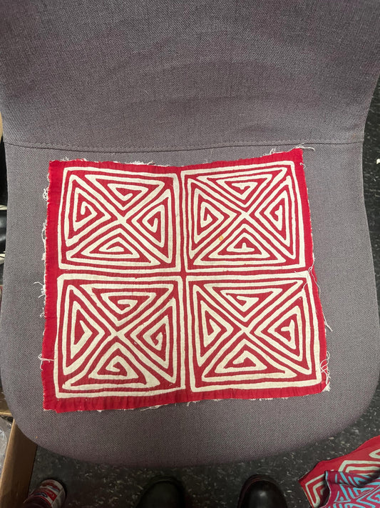 Lovely approximately 12 x 11  South American tribal mola fabric art piece  see photos