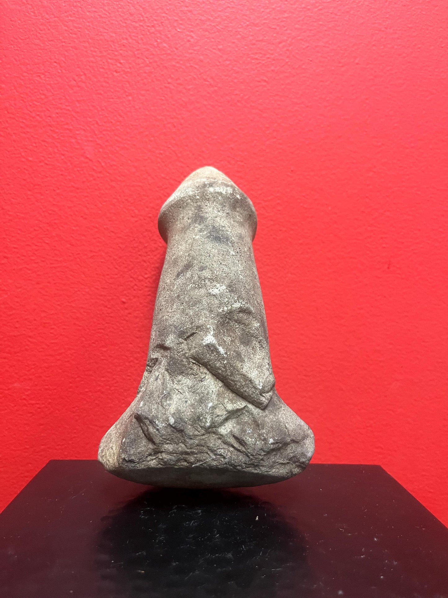 Beautiful 7 inch tall  indigenous first nations, British Columbian old old old plummet stone tool  wonderful patina   unique shape