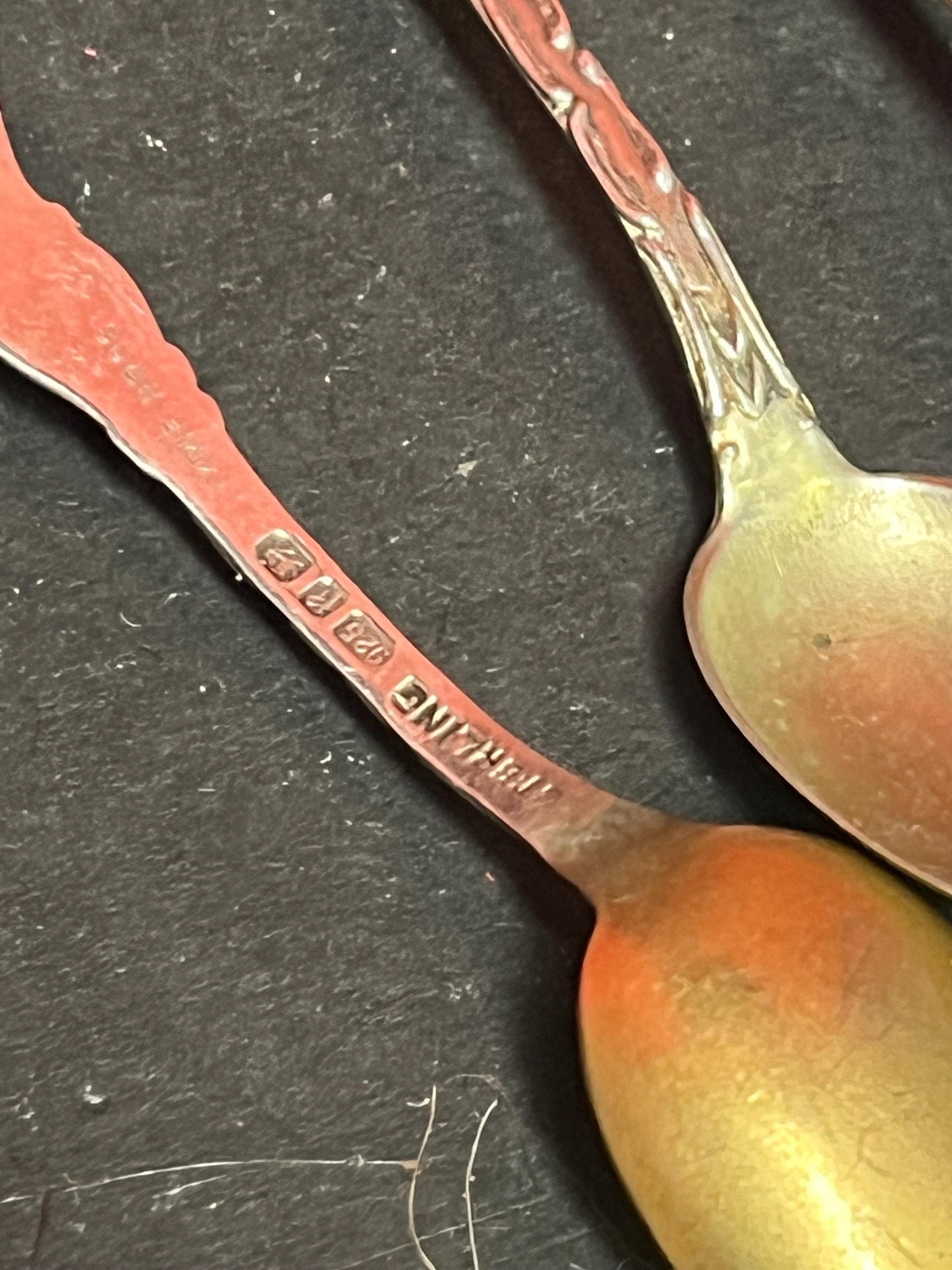 Set of six lovely English sterling hallmarked coffee spoons - 4 inches long
