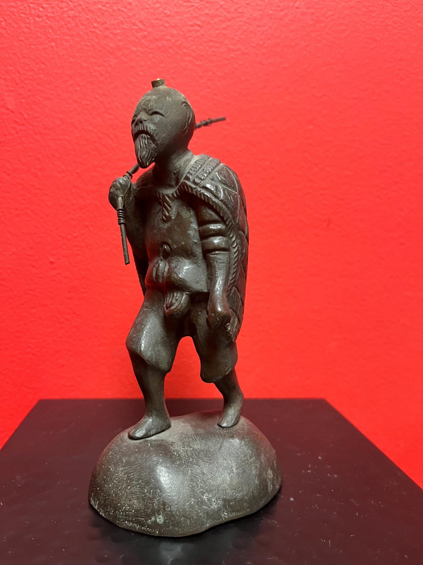 7 inch cast bronze Japanese figure  really great detail  great condition