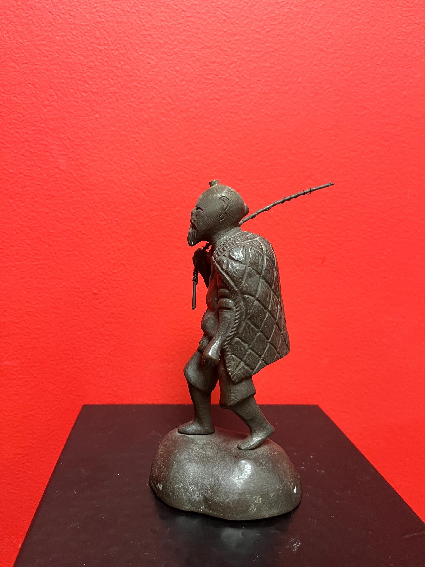 7 inch cast bronze Japanese figure  really great detail  great condition