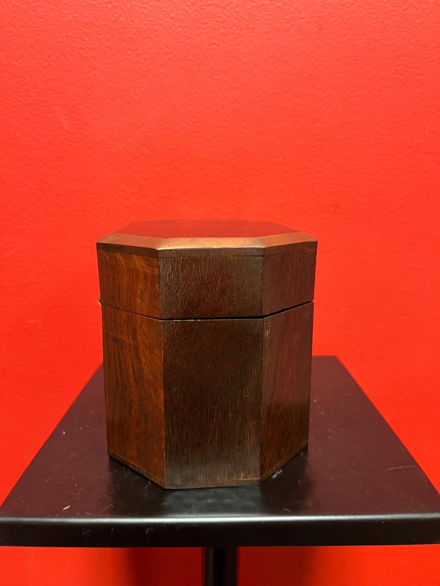 Antique 6 x 4 x 5“ high English coriander, wood and brass tea box or jewellery box   wonderful condition and great gift