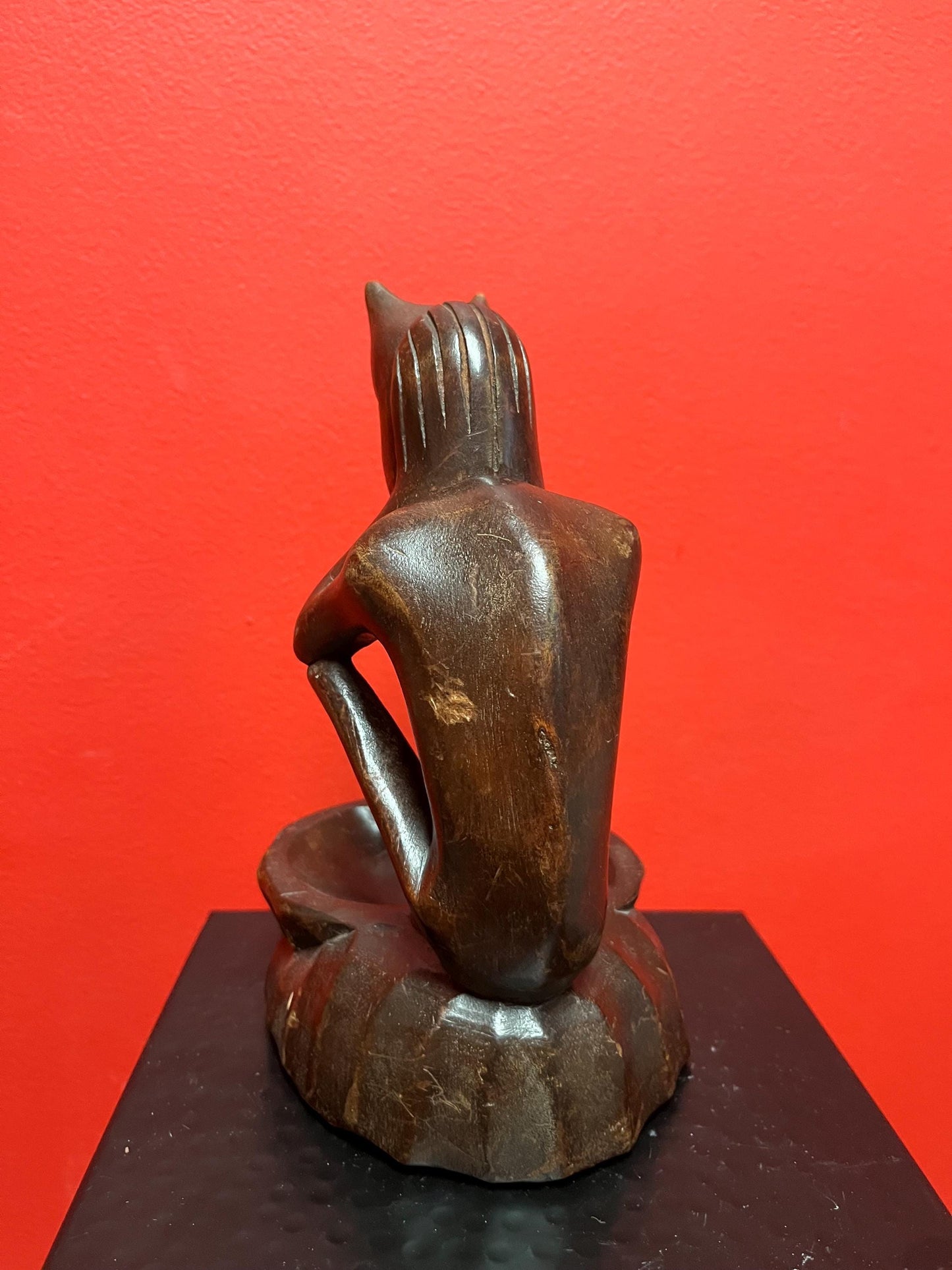 8 inch African tribal wooden devil ashtray  great imagery  perfect gift