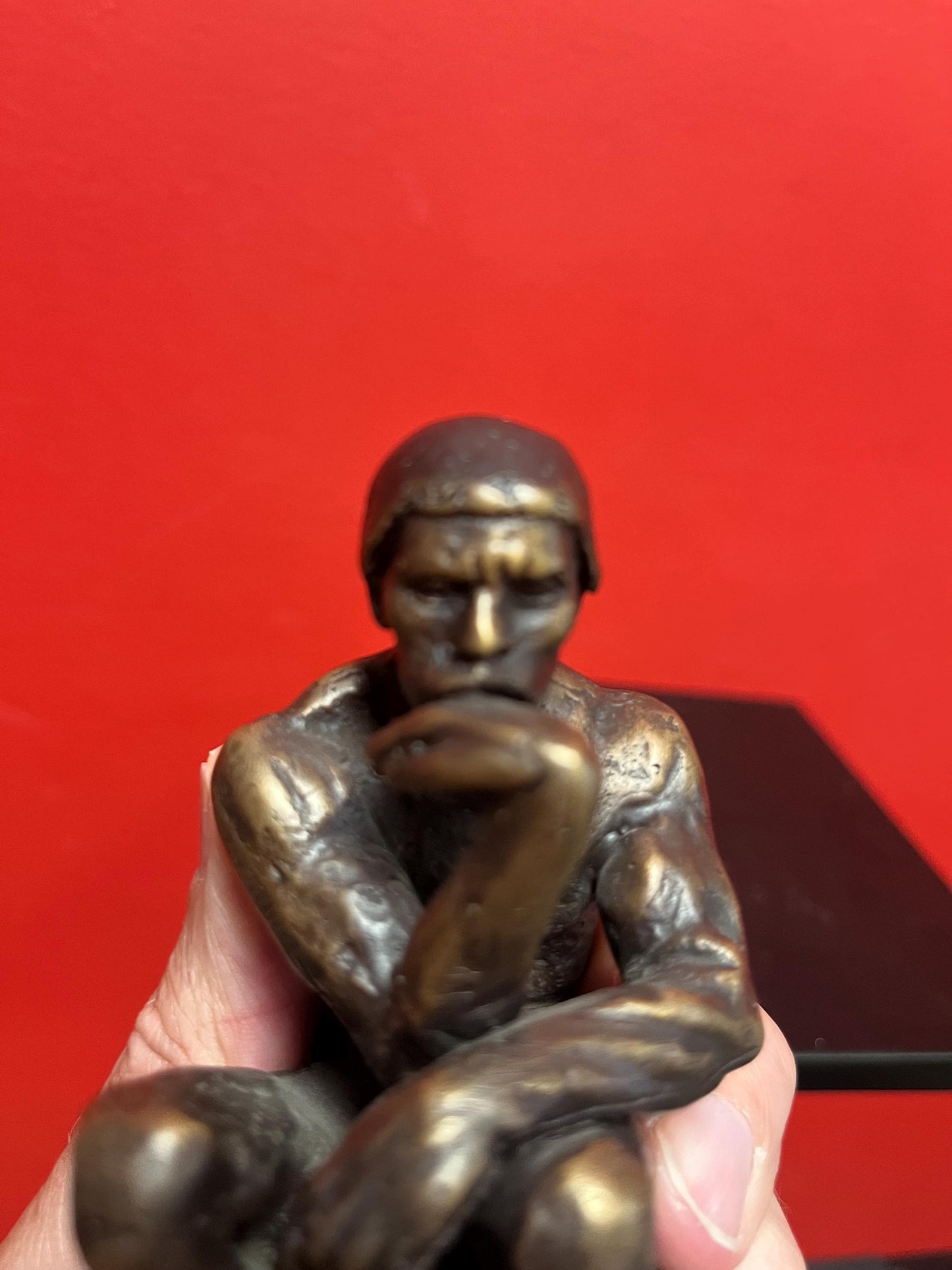 Lovely older signed RODIN limited edition 6 inch tall bronze of the thinker on Marble stand  great patina and detail