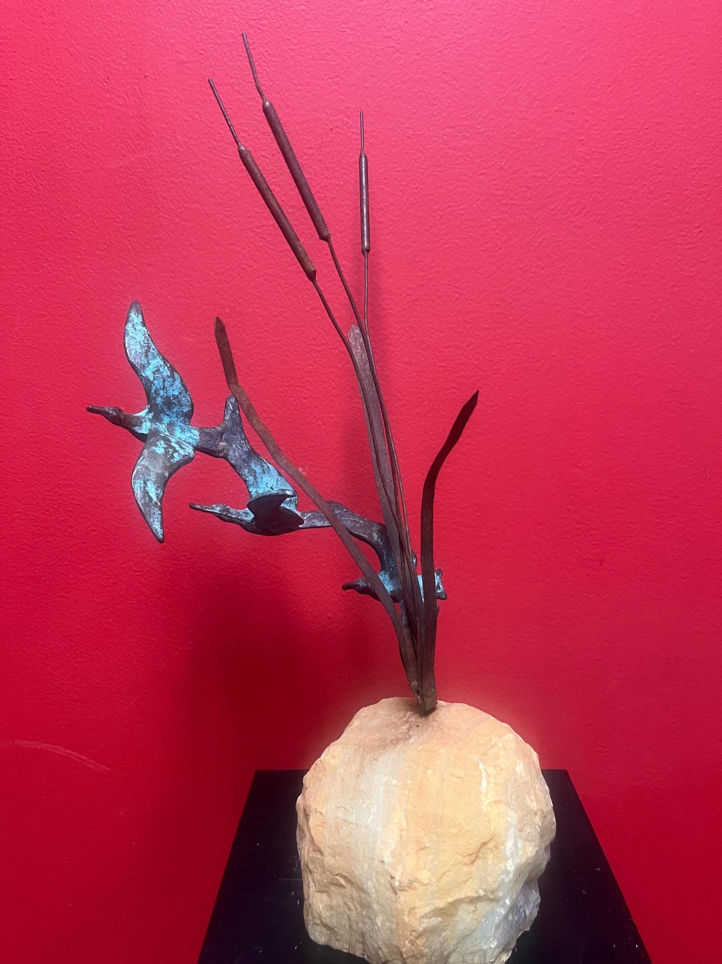 15 inch tall Carl Jere bronze on stone statue  wonderful patina  great patina  good value