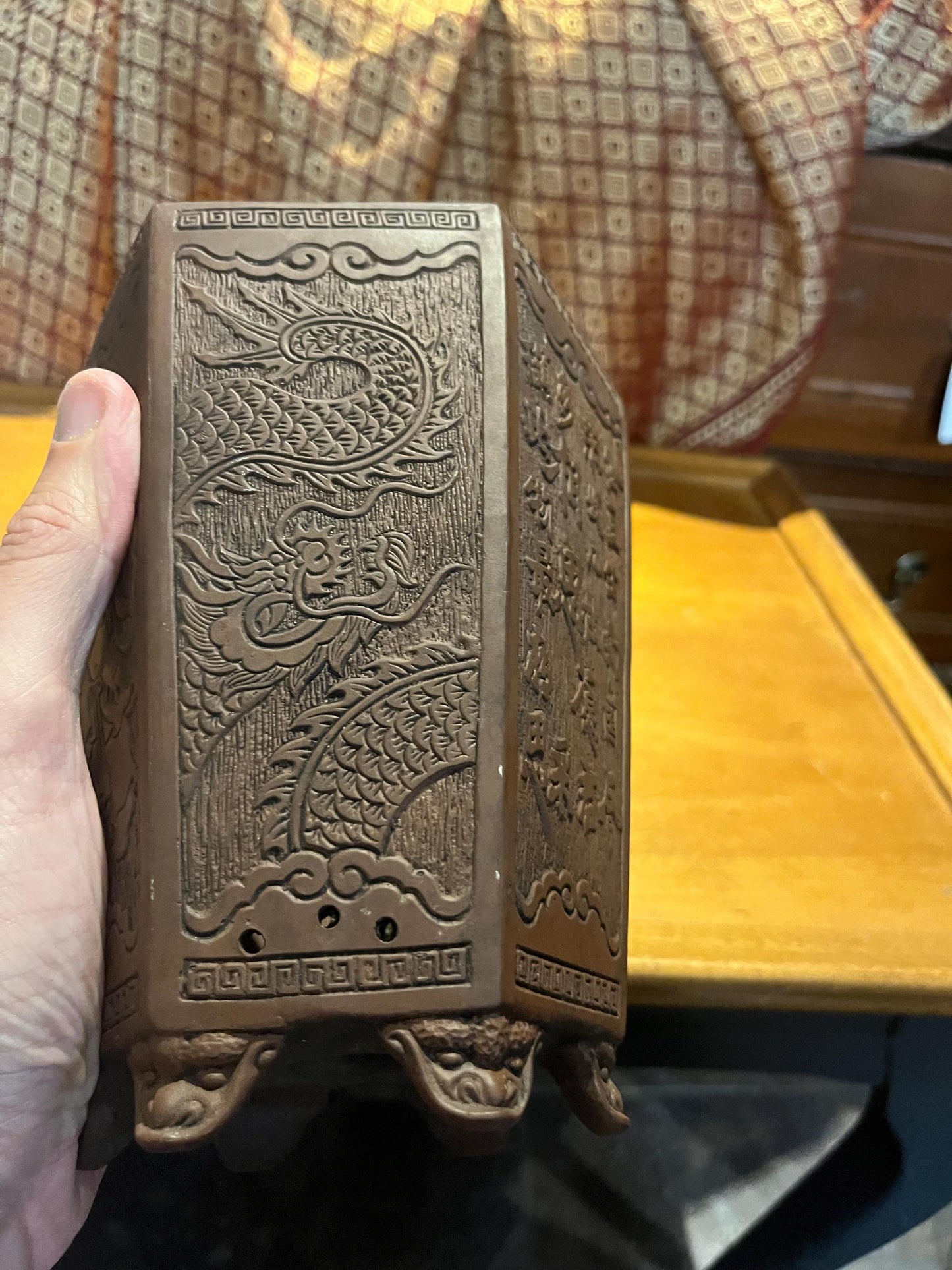 7 inch lovely Chinese purple clay antique Chinese planter  yixing ware  perfect condition