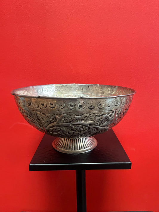 Exceptional 10 x 5 high untested Raj silver punch bowl  excellent imagery and detail  wow  great value