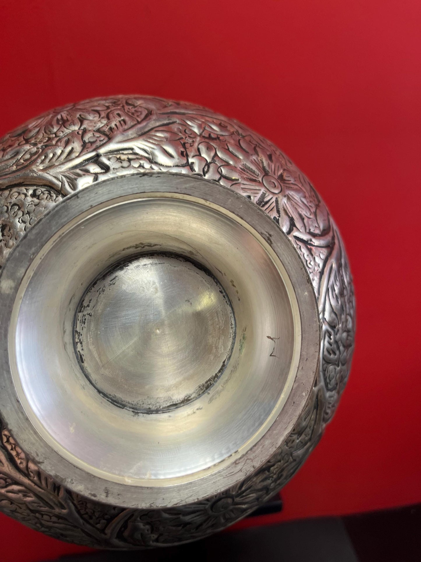 Exceptional 10 x 5 high untested Raj silver punch bowl  excellent imagery and detail  wow  great value