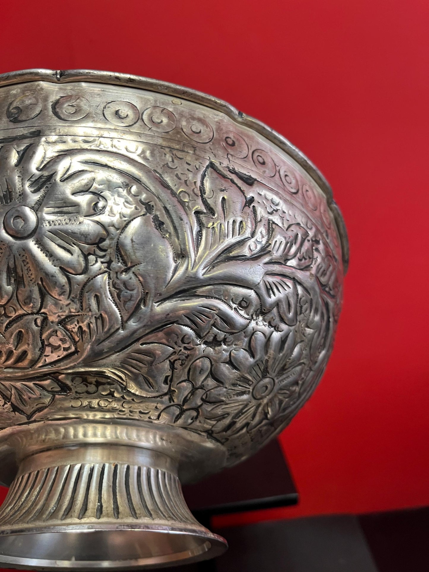 Exceptional 10 x 5 high untested Raj silver punch bowl  excellent imagery and detail  wow  great value