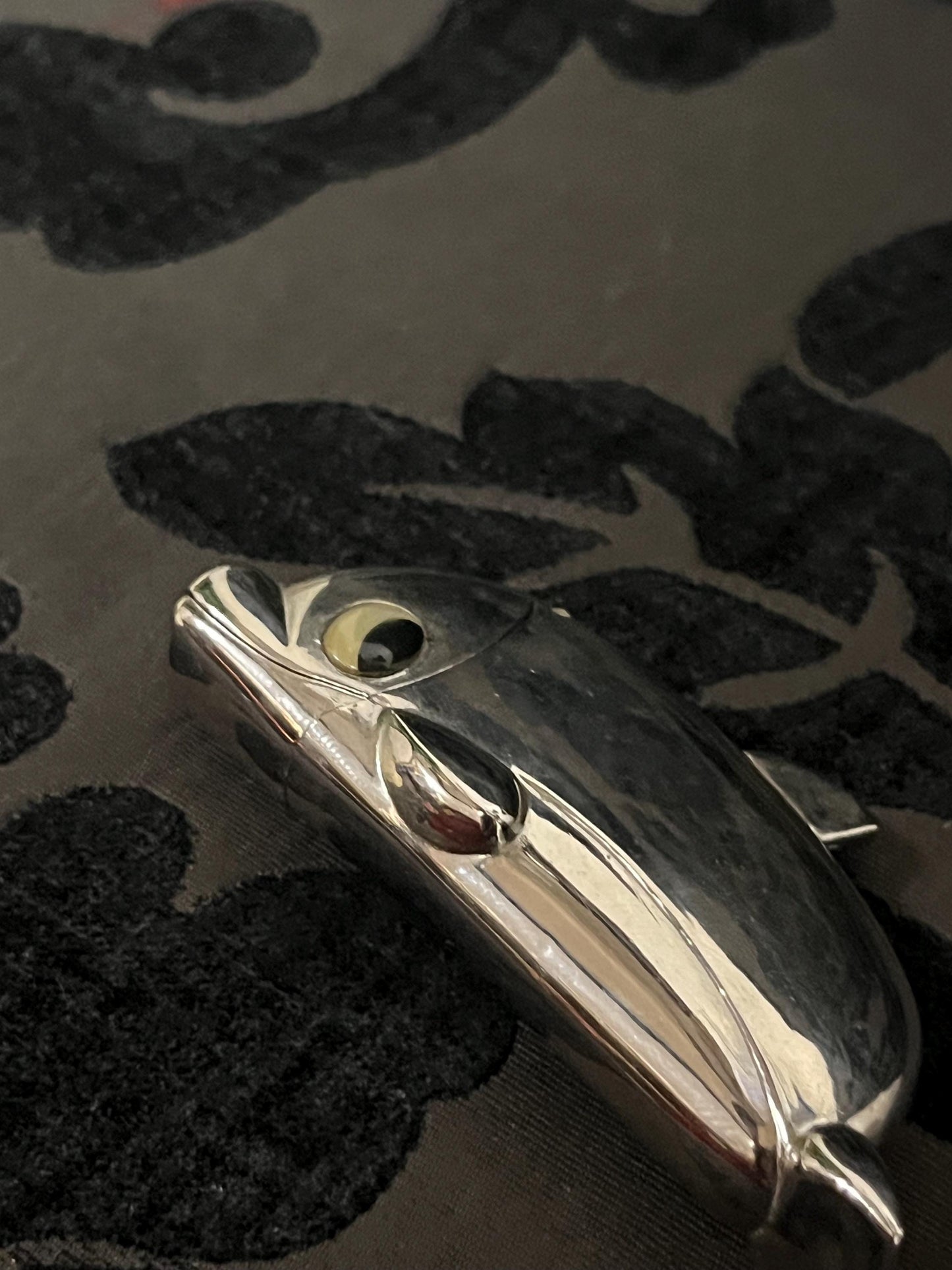 Lovely English 3 inch long chrome dolphin viesta case \match box  unique and great gift