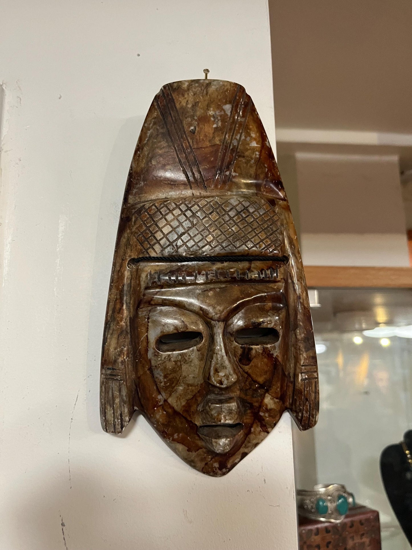 Lovely stone Aztec 9 x 5 mask   good quality and ready to hang