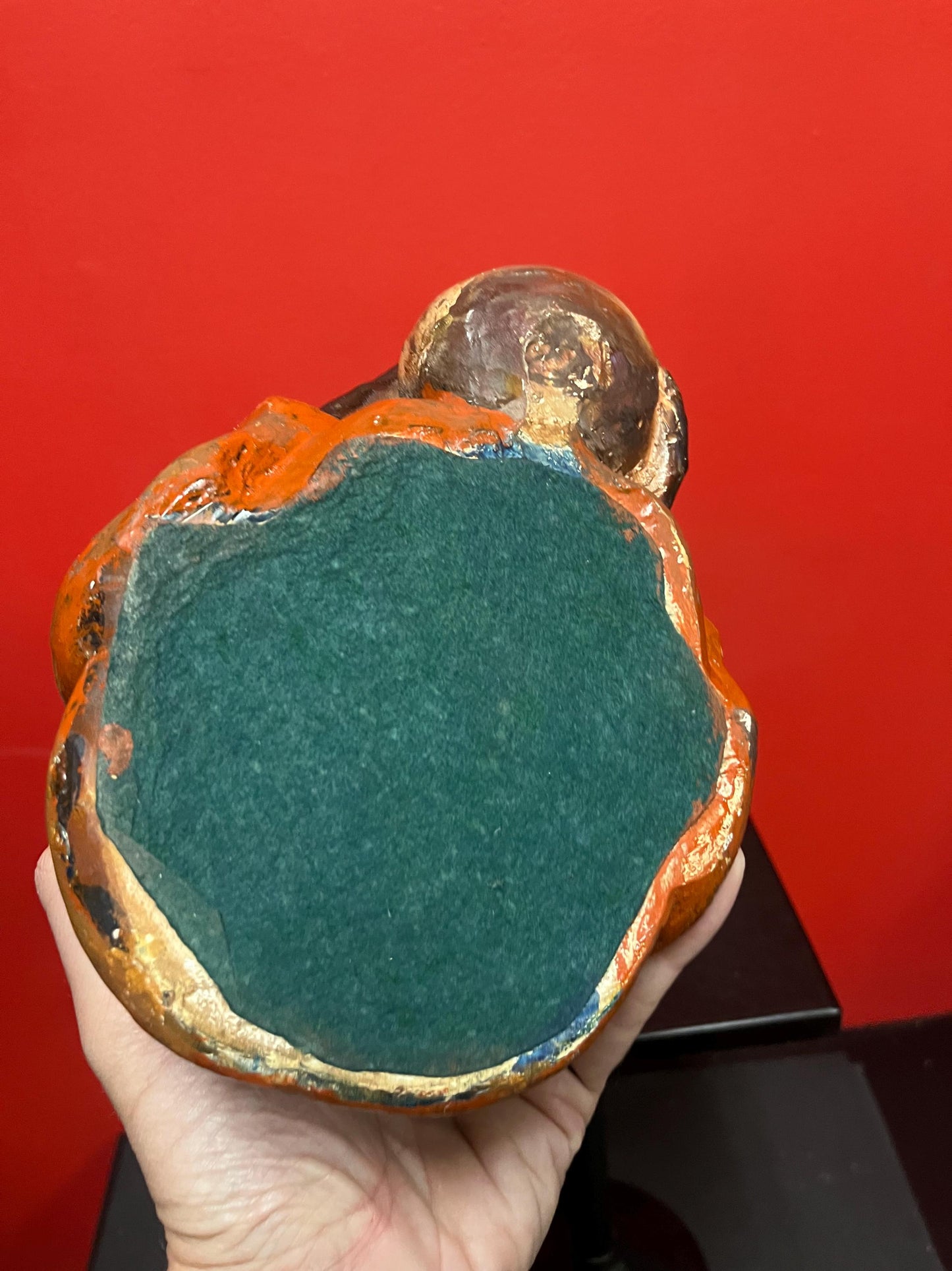 Stunning  19 century Japanese Hakada pottery statue  very hardy and great condition  rare - 9 inches tall