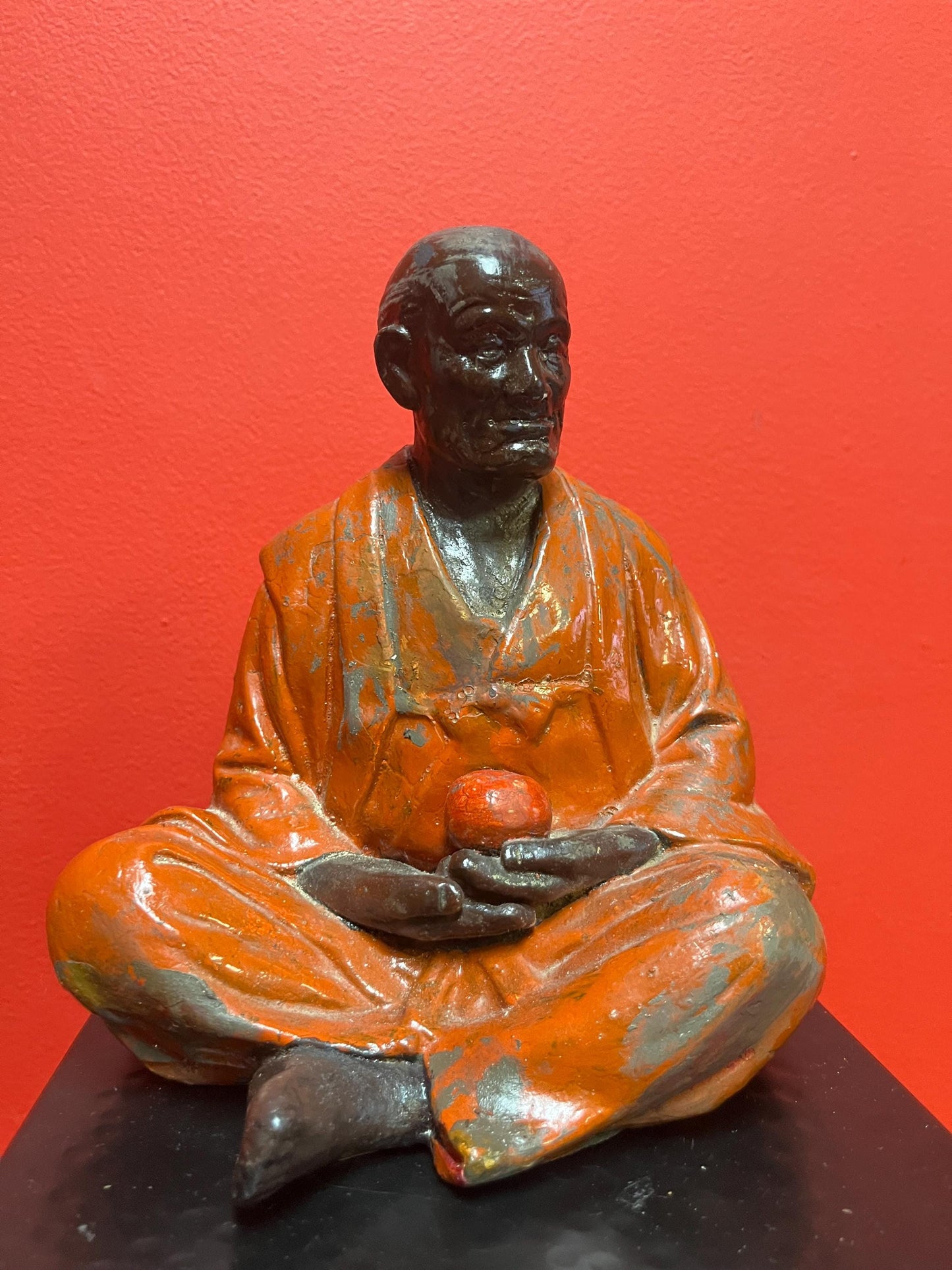 Stunning  19 century Japanese Hakada pottery statue  very hardy and great condition  rare - 8 inches tall