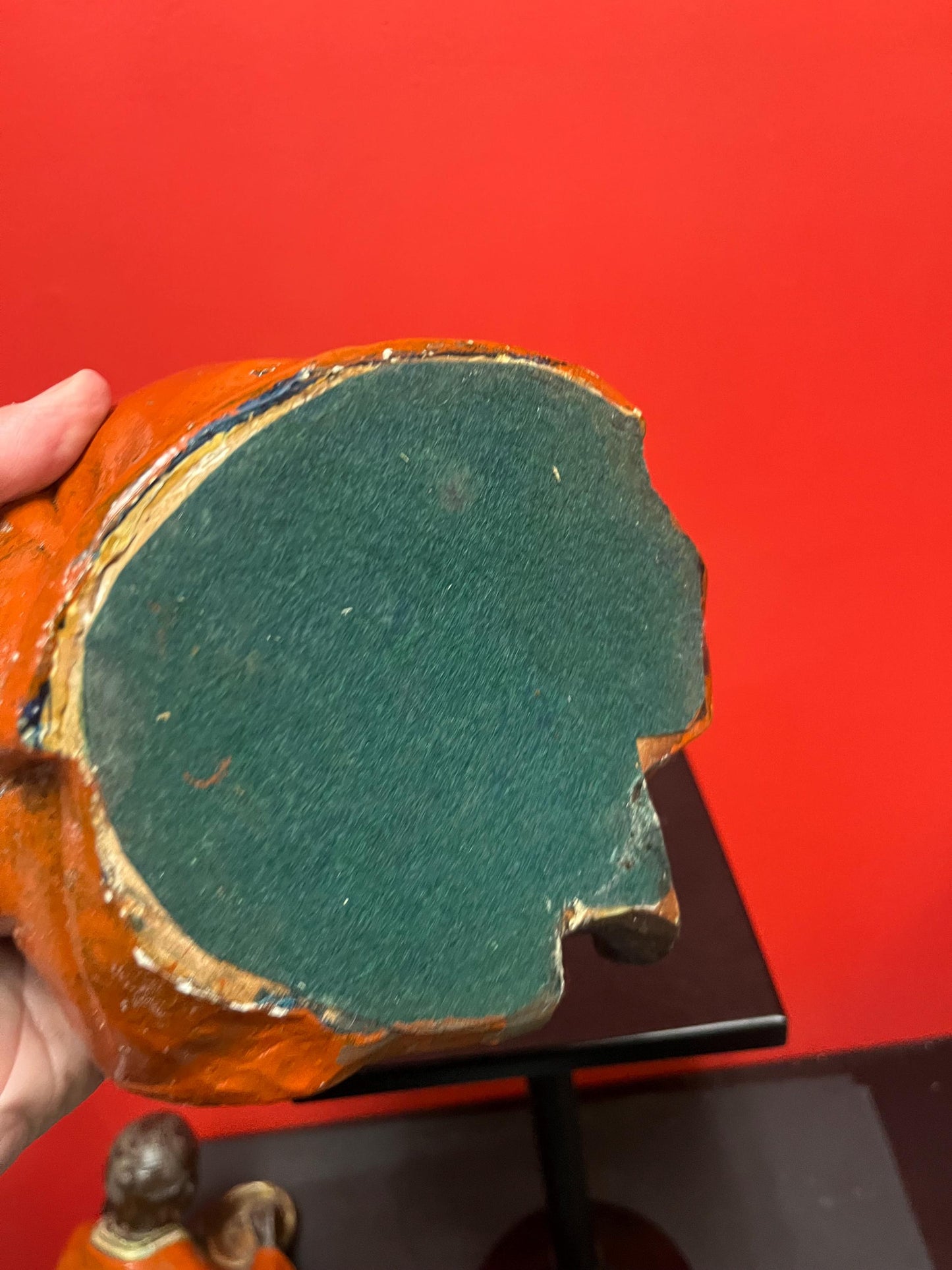 Stunning  19 century Japanese Hakada pottery statue  very hardy and great condition  rare - 8 inches tall