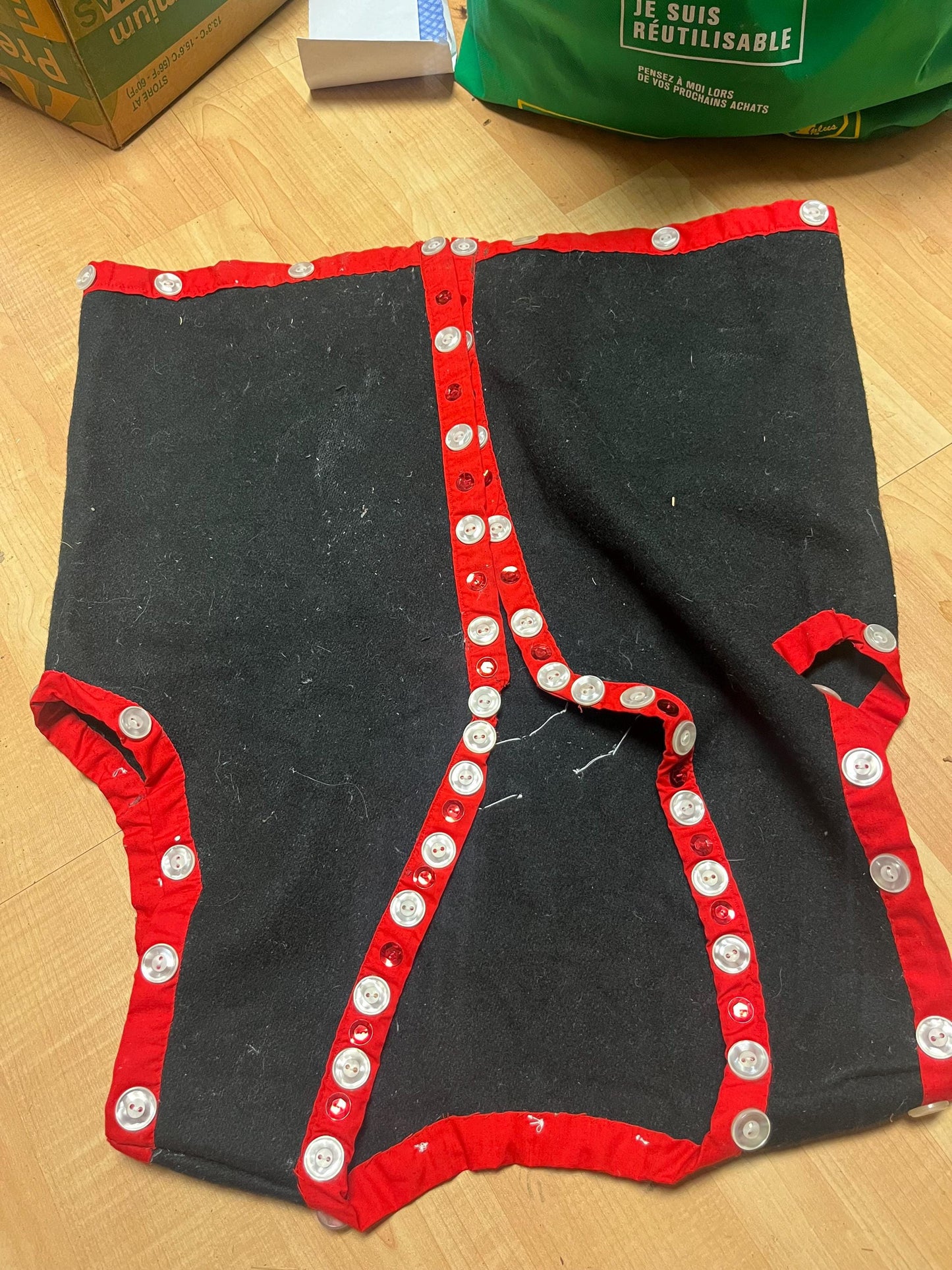 stunning authentic vintage indigenous first nations HAIDA button blanket vest  25 inches long and 17 inches wide  needs a cleaning - wow