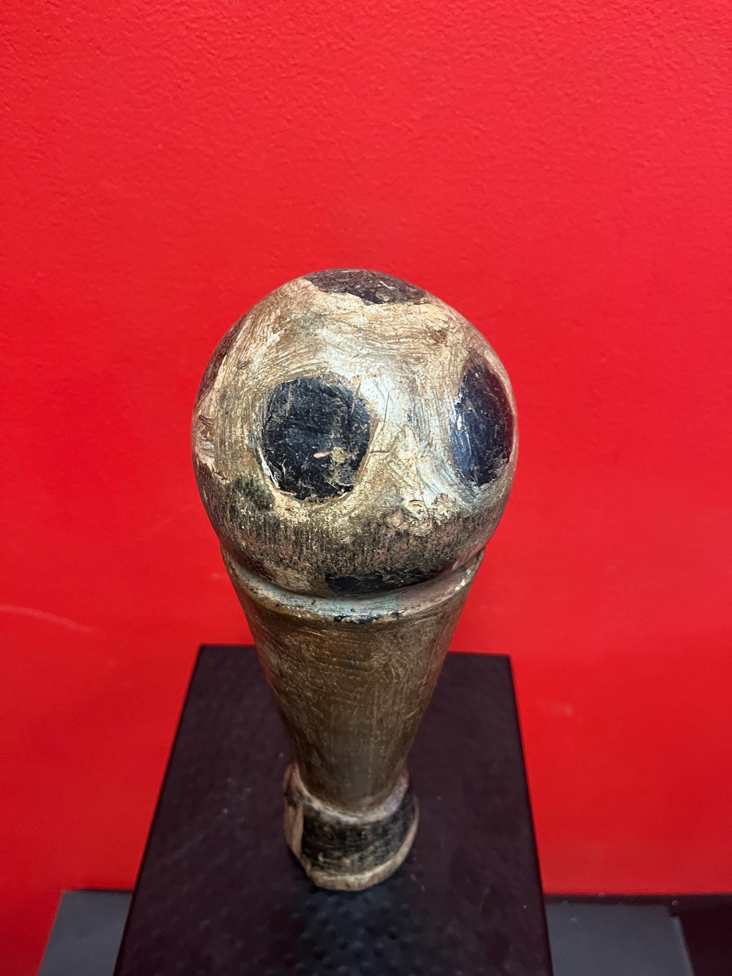 Stunning rare 11.5 inch tall western African  Burkina Faso wood soccer trophy  probably for local tournament  super patina  great gift