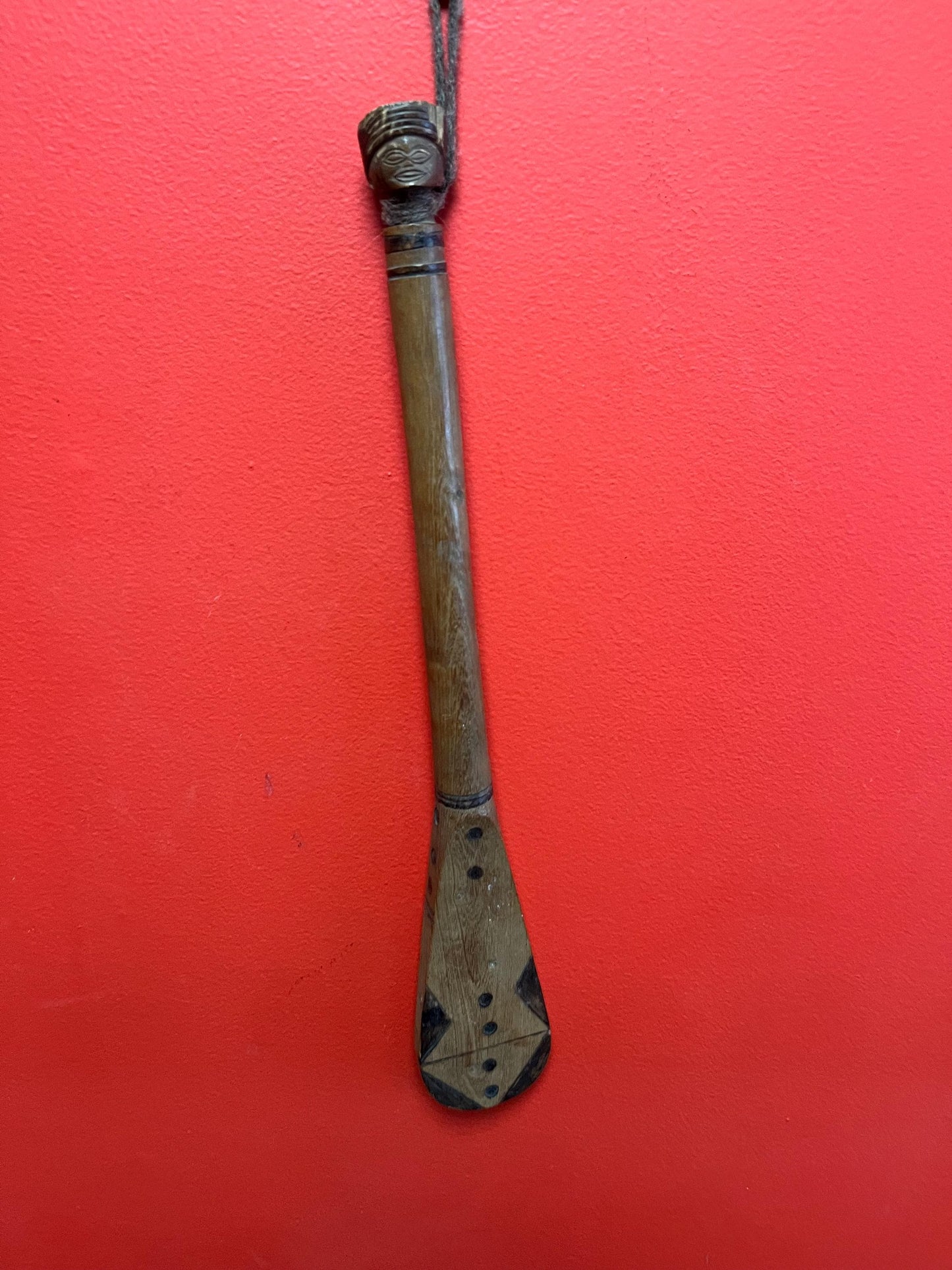 Amazing museum quality late 19th century 18 inch oceanic war club with figural head  great patina